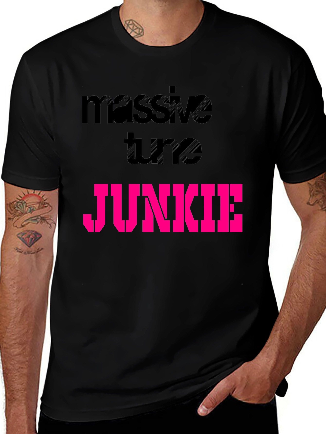 Massive Tune Junkie Black Graphic T-Shirt