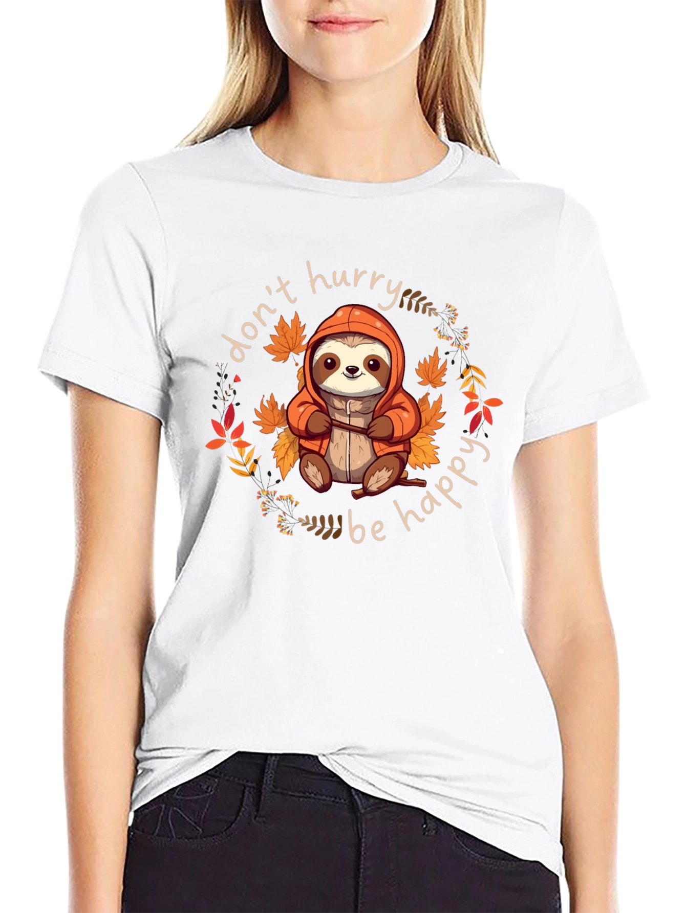 Dont Hurry Be Happy Sloth Graphic Tee