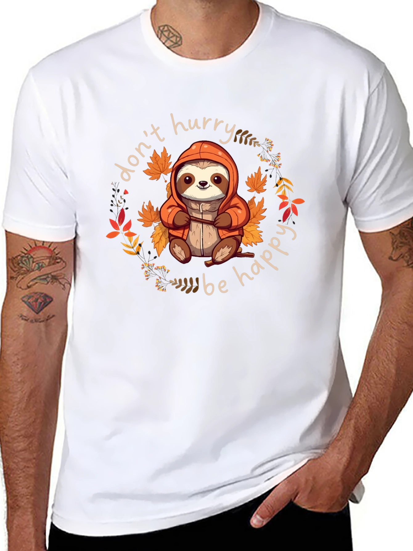 Dont Hurry Be Happy Sloth Graphic Tee