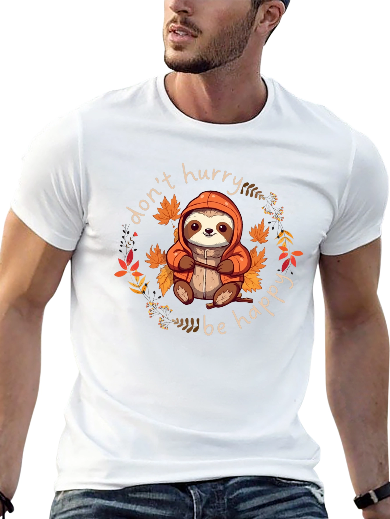 Dont Hurry Be Happy Sloth Graphic Tee