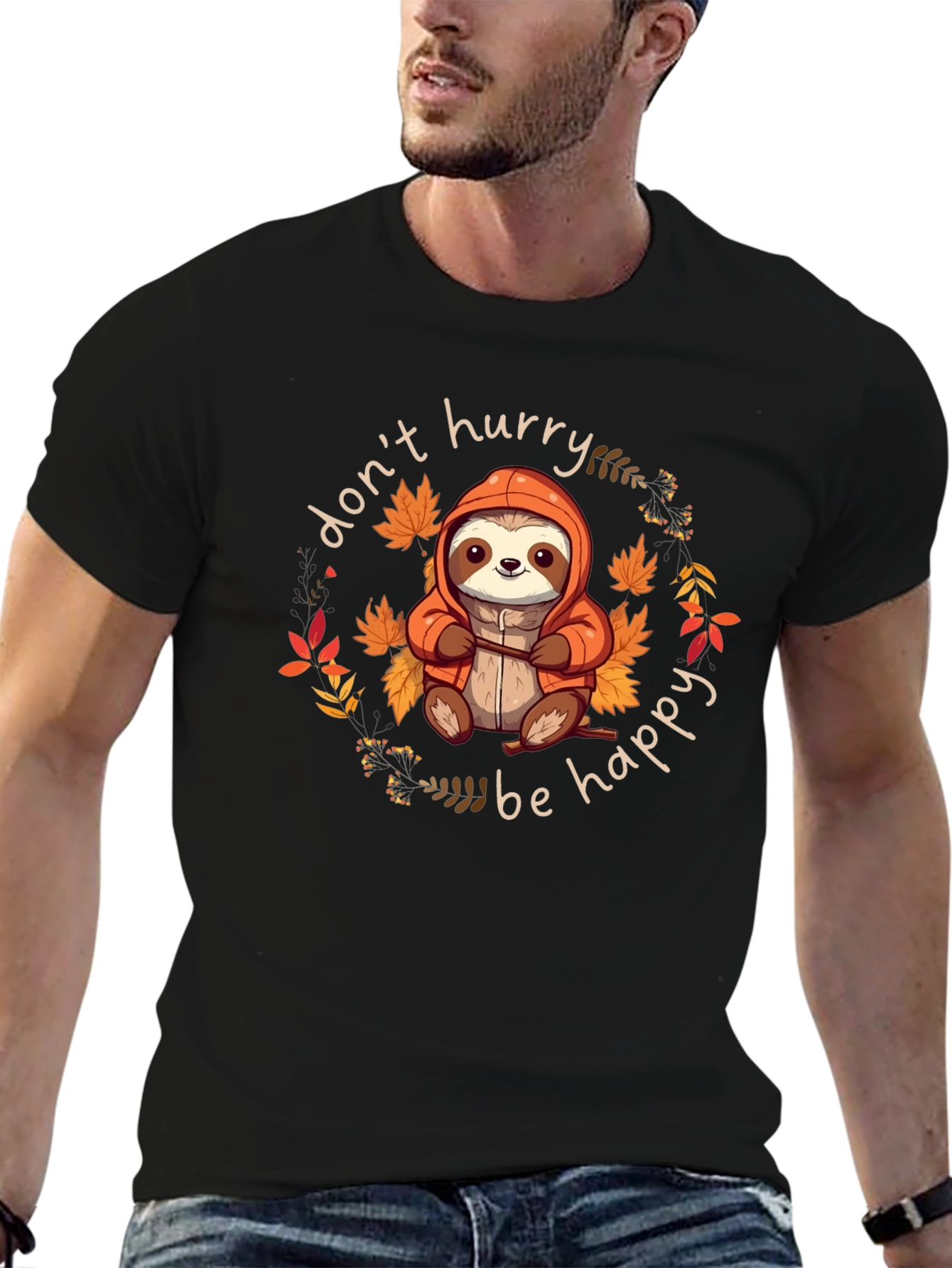 Dont Hurry Be Happy Sloth Graphic Tee