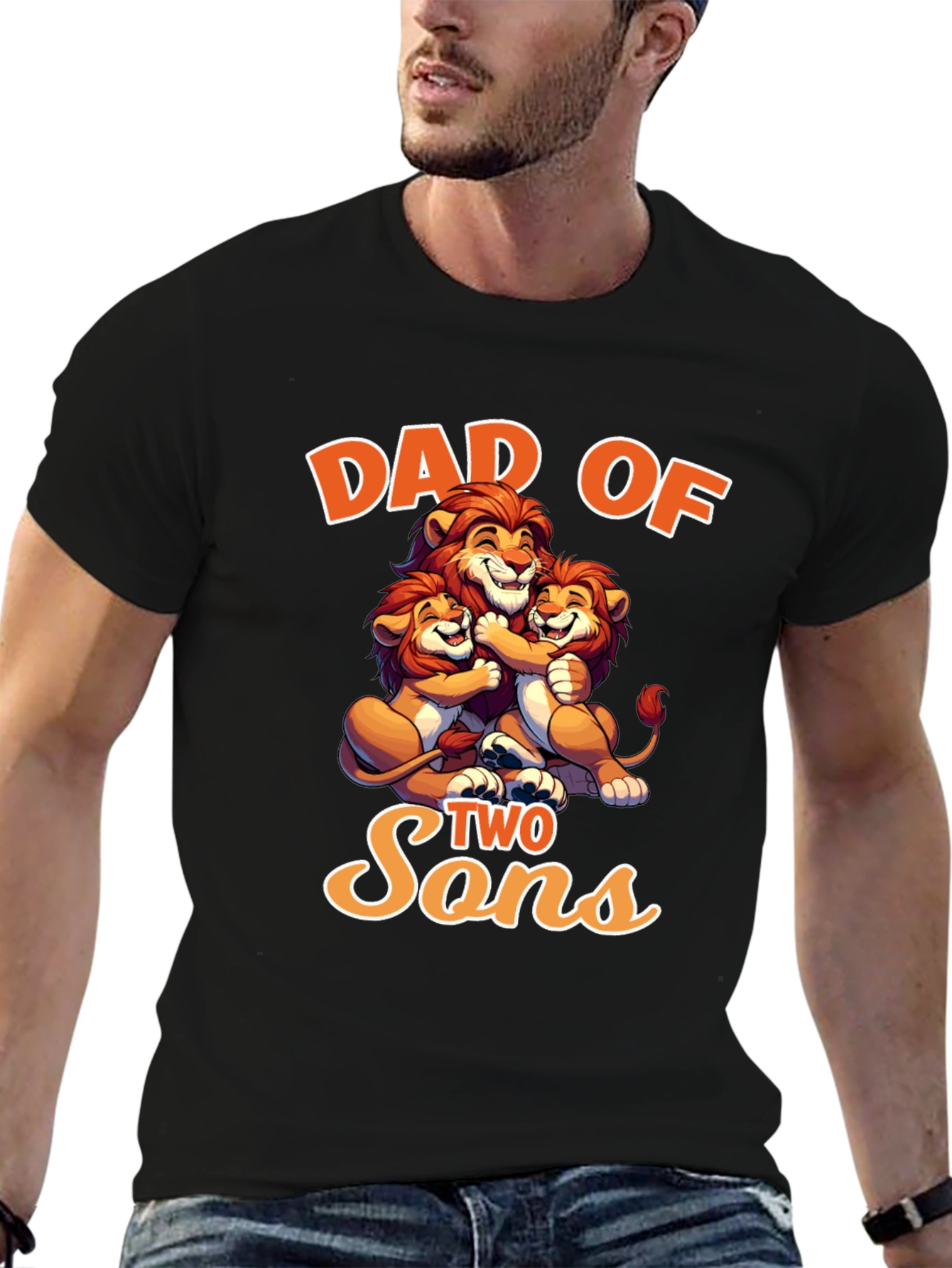 Dad of Two Sons Lion Graphic Tee
