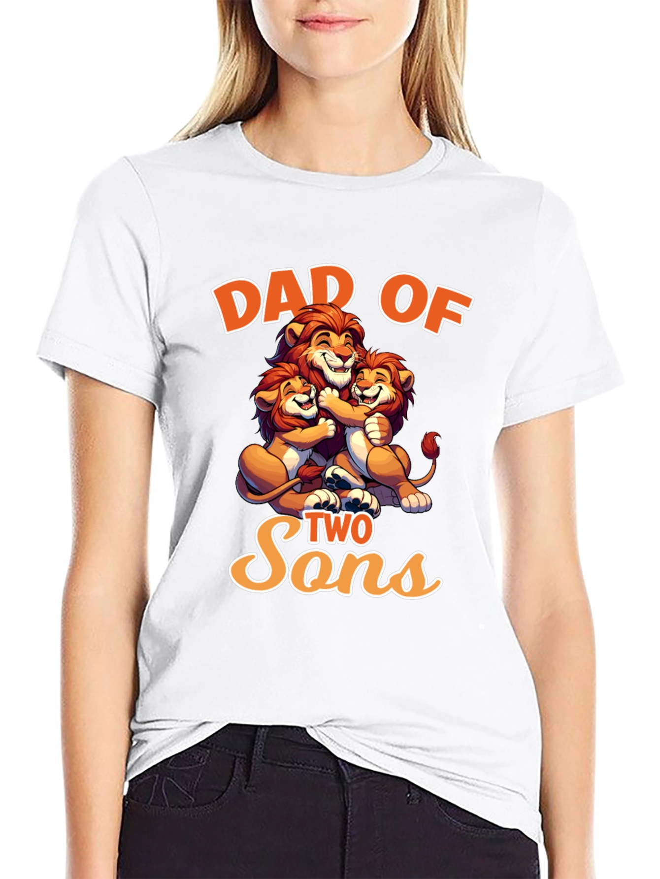 Dad of Two Sons Lion Graphic Tee
