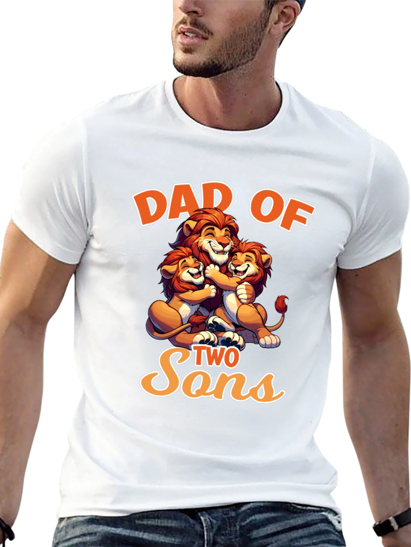 Dad of Two Sons Lion Graphic Tee
