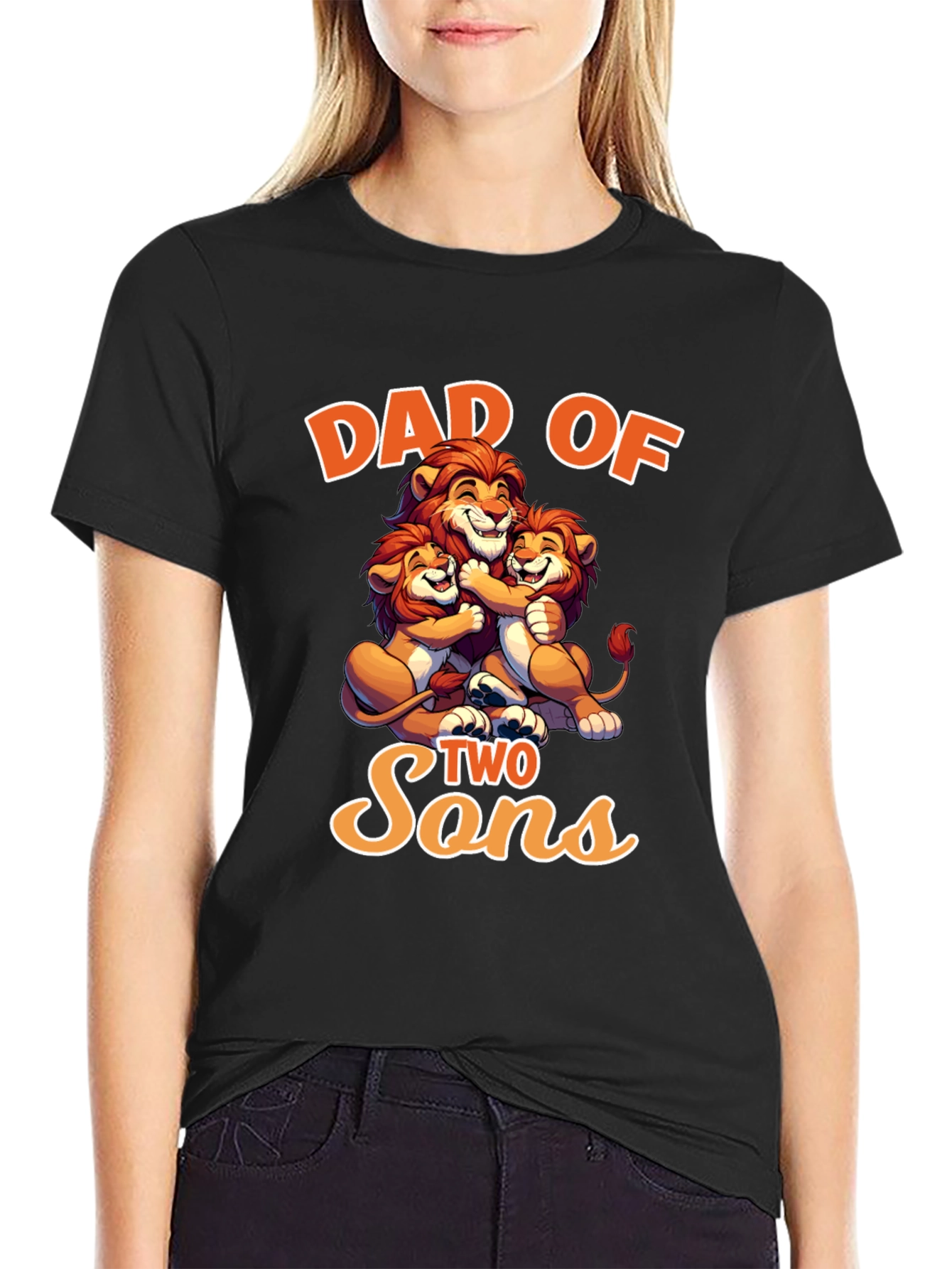 Dad of Two Sons Lion Graphic Tee