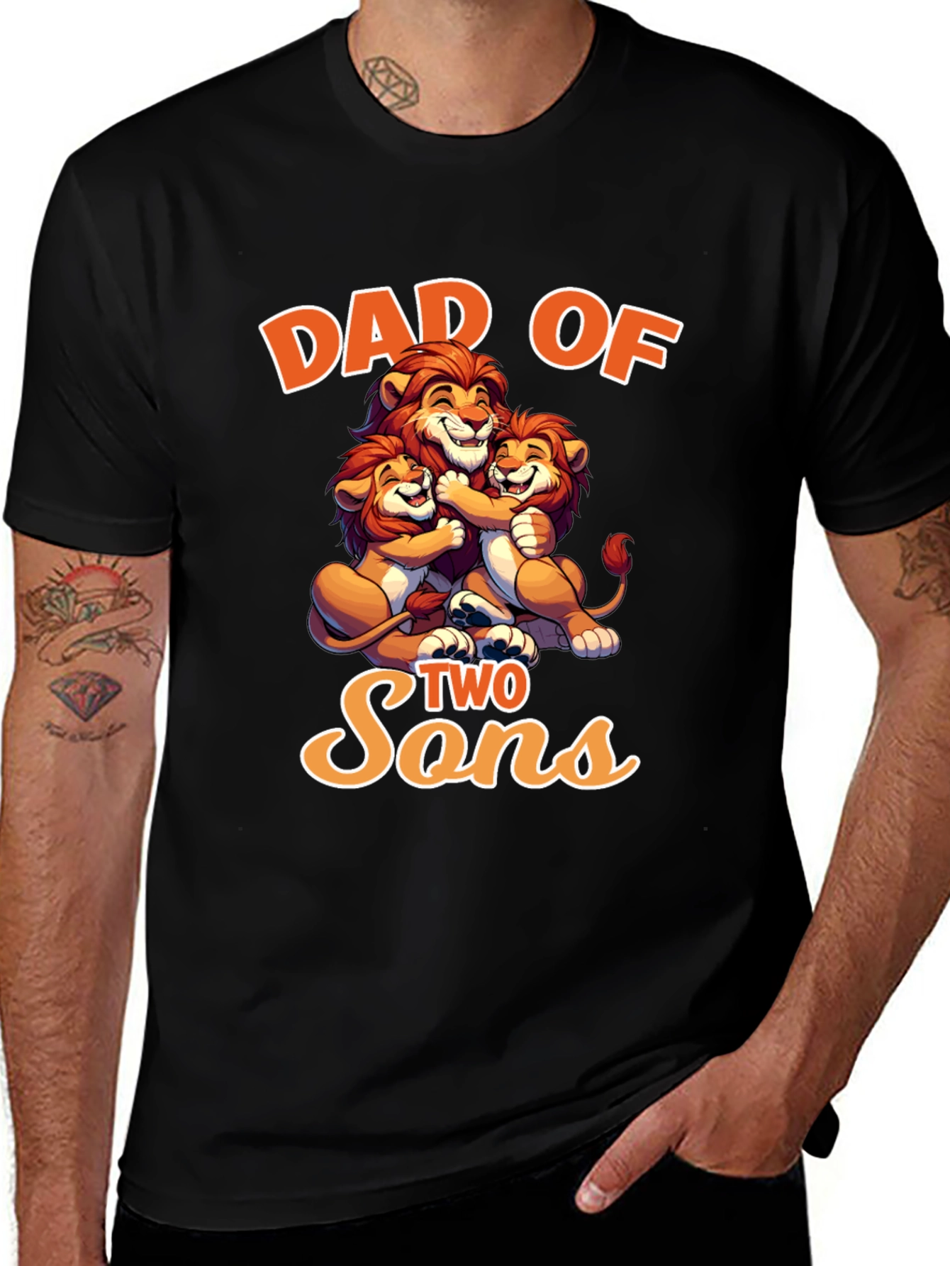 Dad of Two Sons Lion Graphic Tee