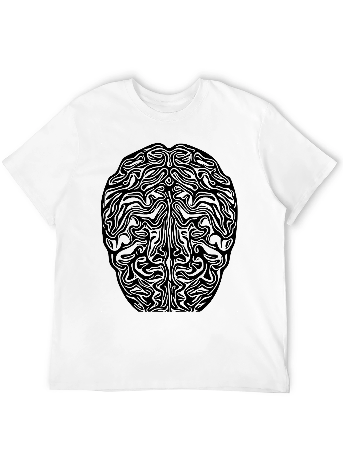 Abstract Brain Graphic Tee - Black Cotton T-Shirt