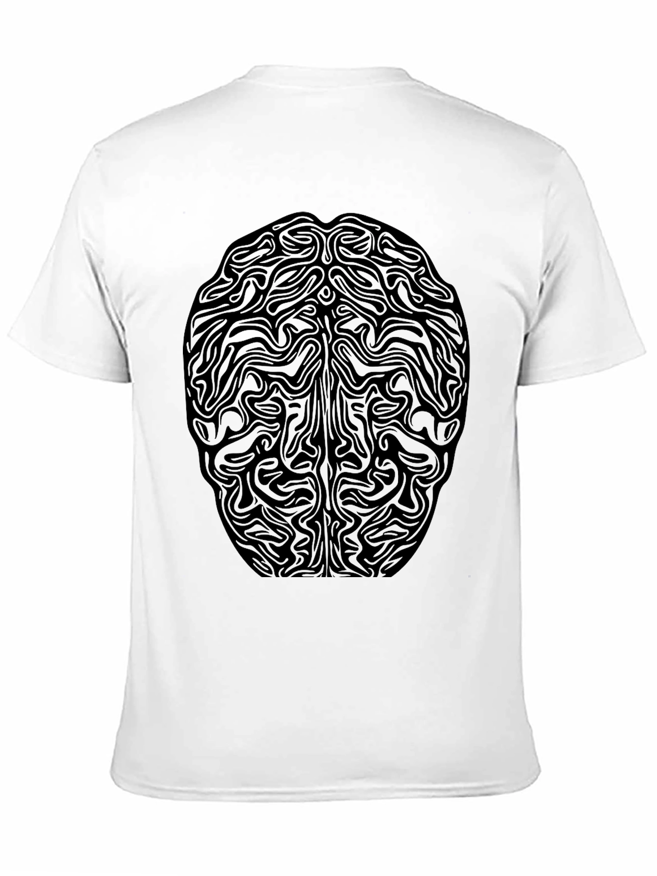 Abstract Brain Graphic Tee - Black Cotton T-Shirt