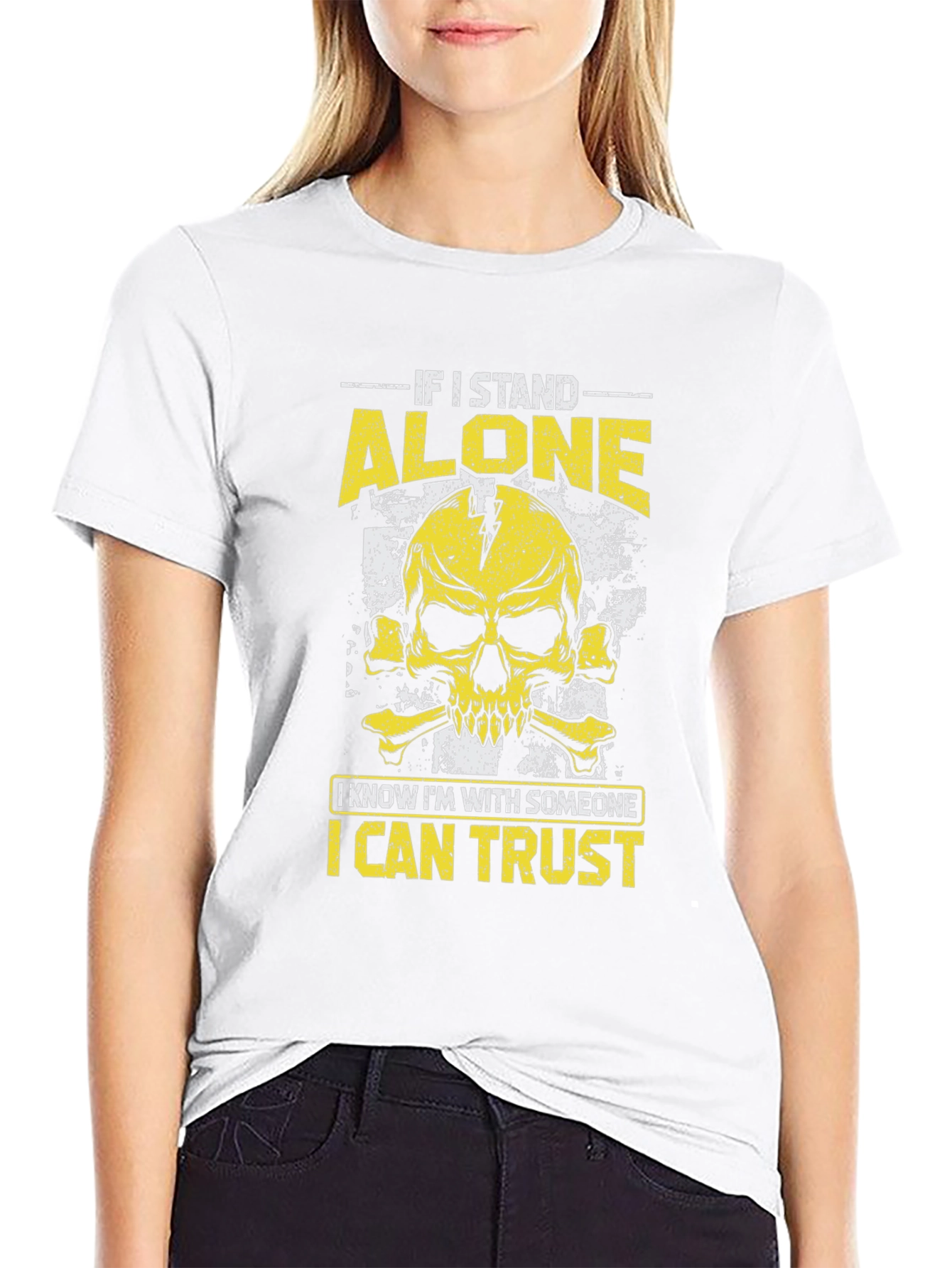 Alone I Trust Skull Graphic T-Shirt
