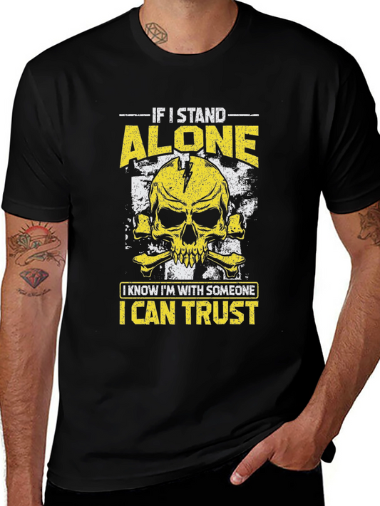 Alone I Trust Skull Graphic T-Shirt