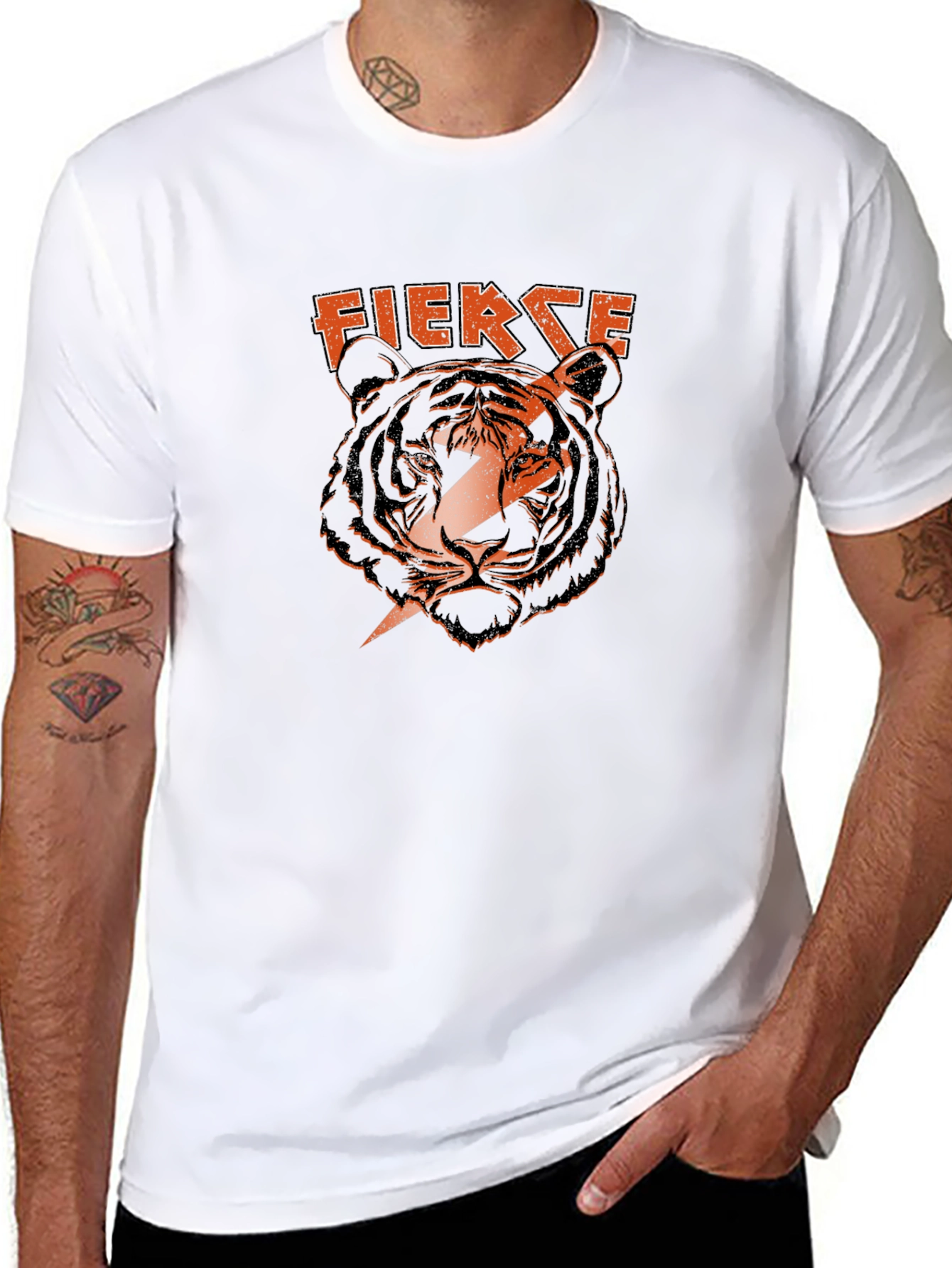 Fierce Tiger Graphic Print Black T-Shirt