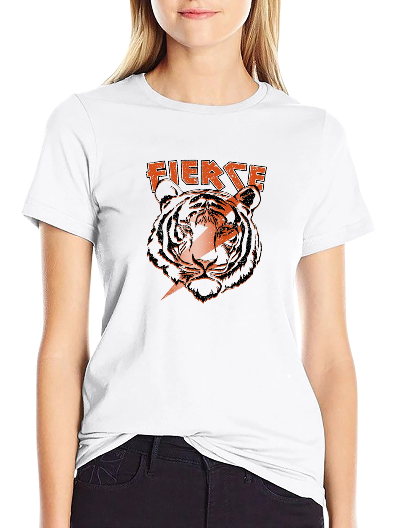 Fierce Tiger Graphic Print Black T-Shirt