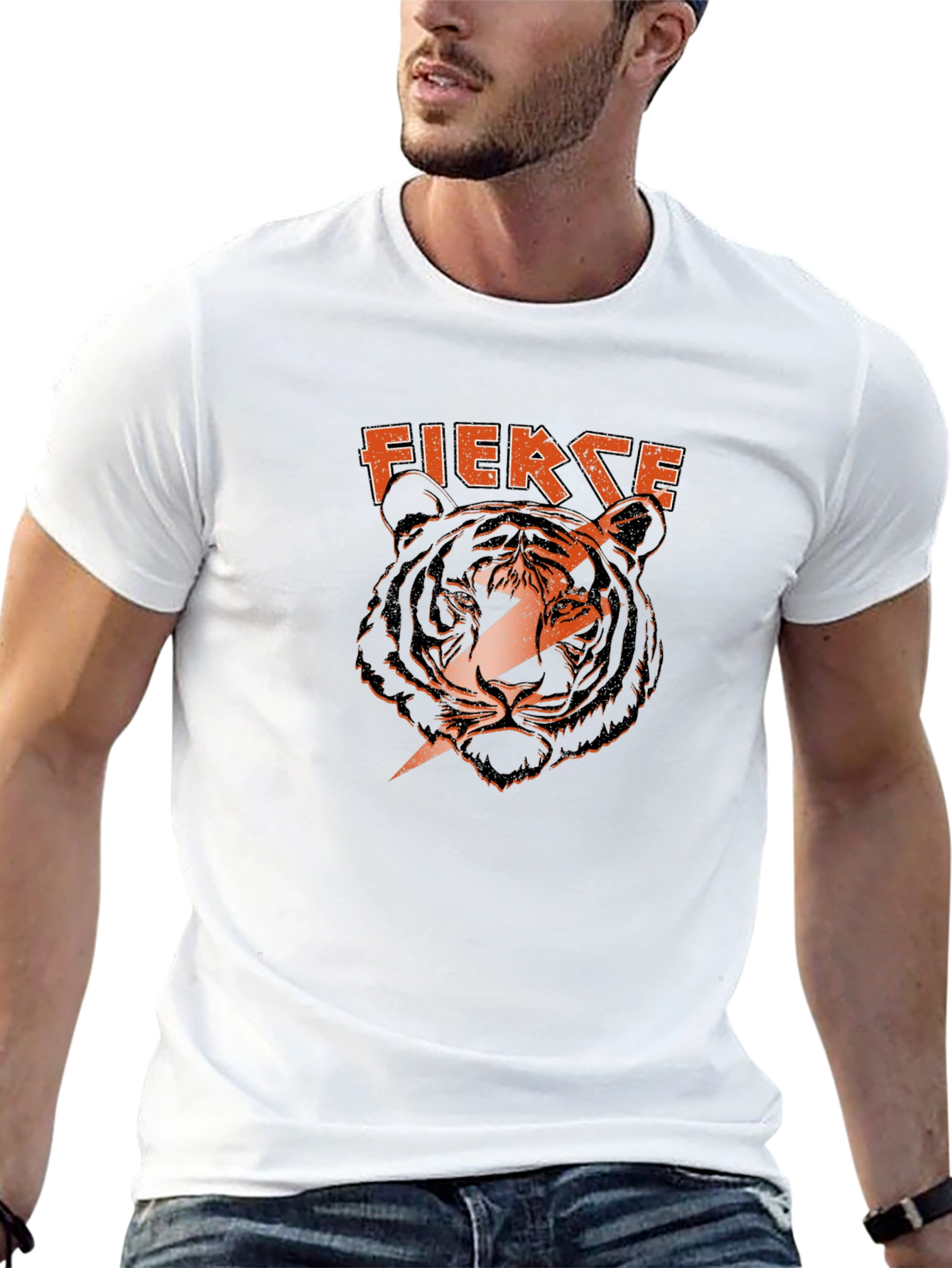 Fierce Tiger Graphic Print Black T-Shirt