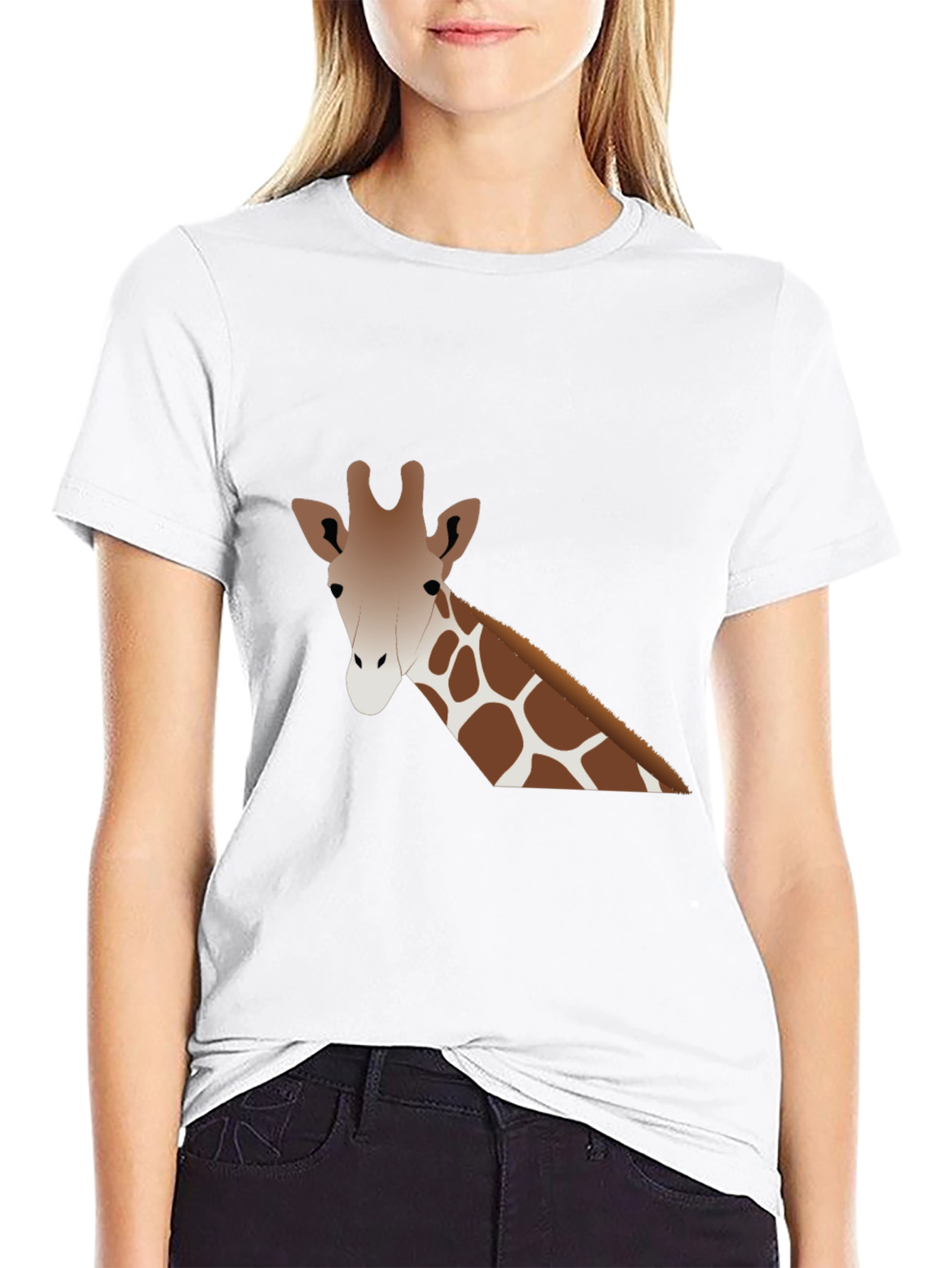 Giraffe Graphic Tee - Black Cotton Casual Shirt