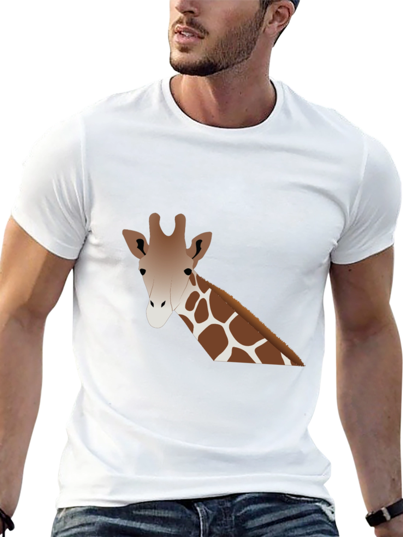 Giraffe Graphic Tee - Black Cotton Casual Shirt