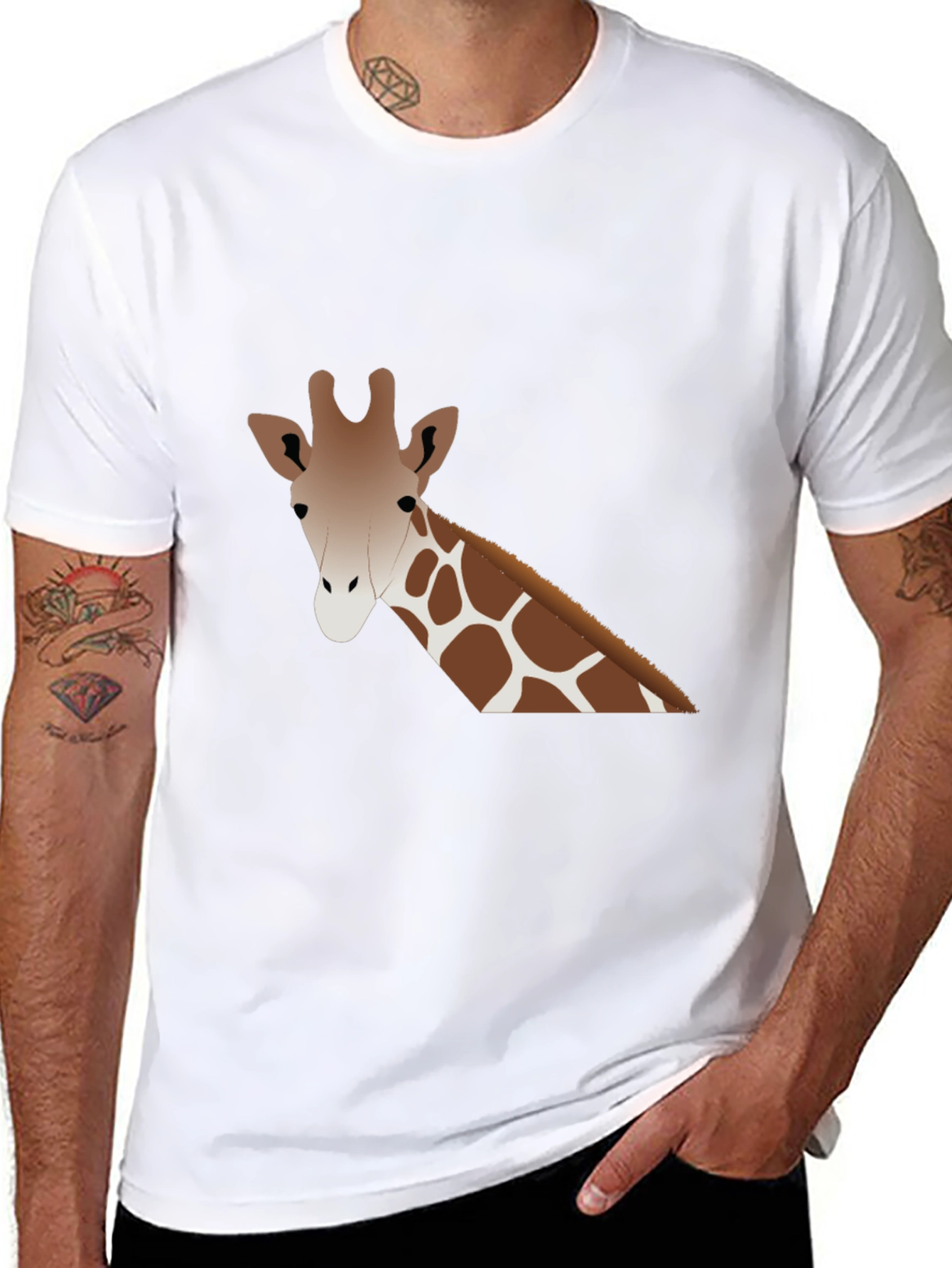 Giraffe Graphic Tee - Black Cotton Casual Shirt