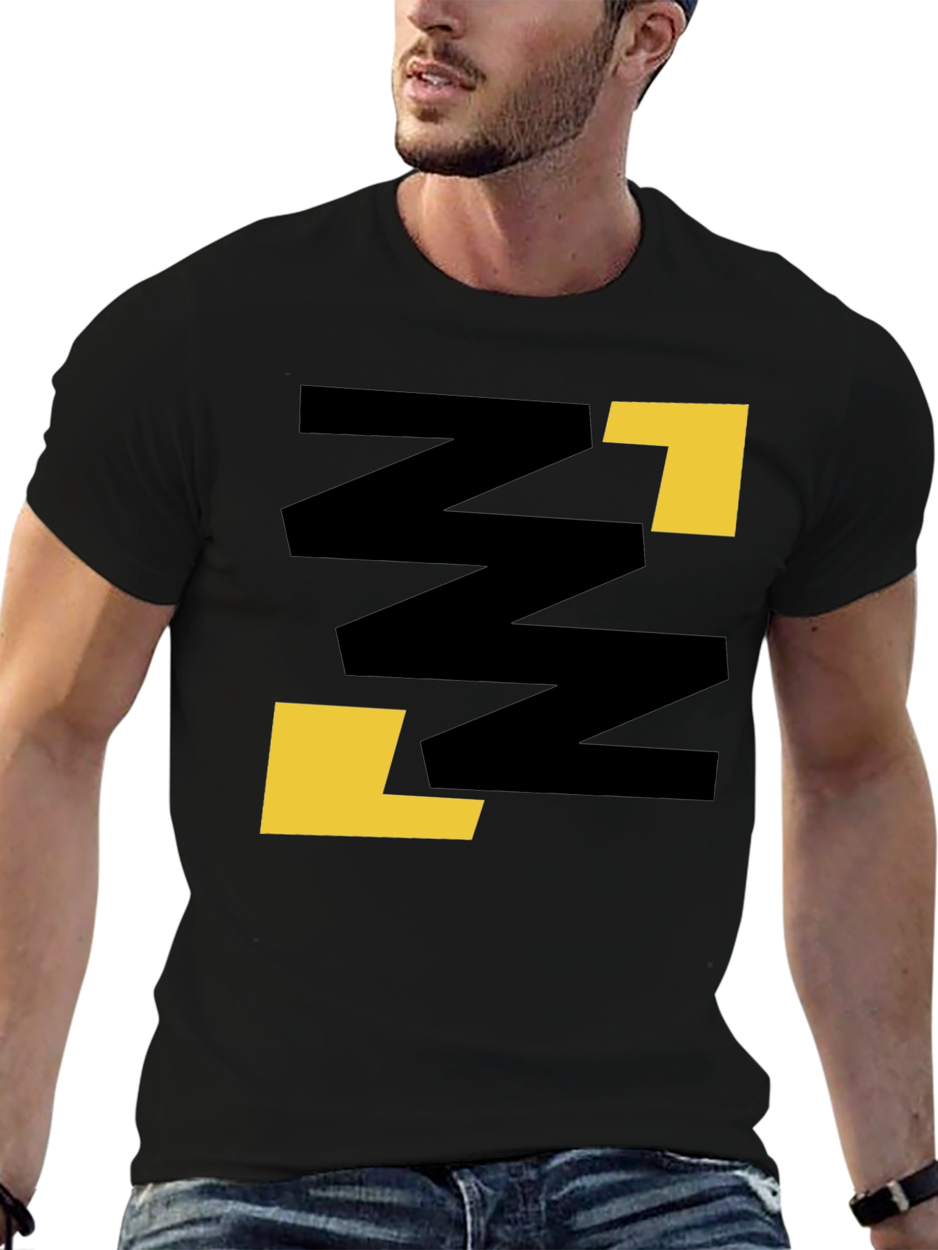 Abstract Graphic Print Black Casual Tee