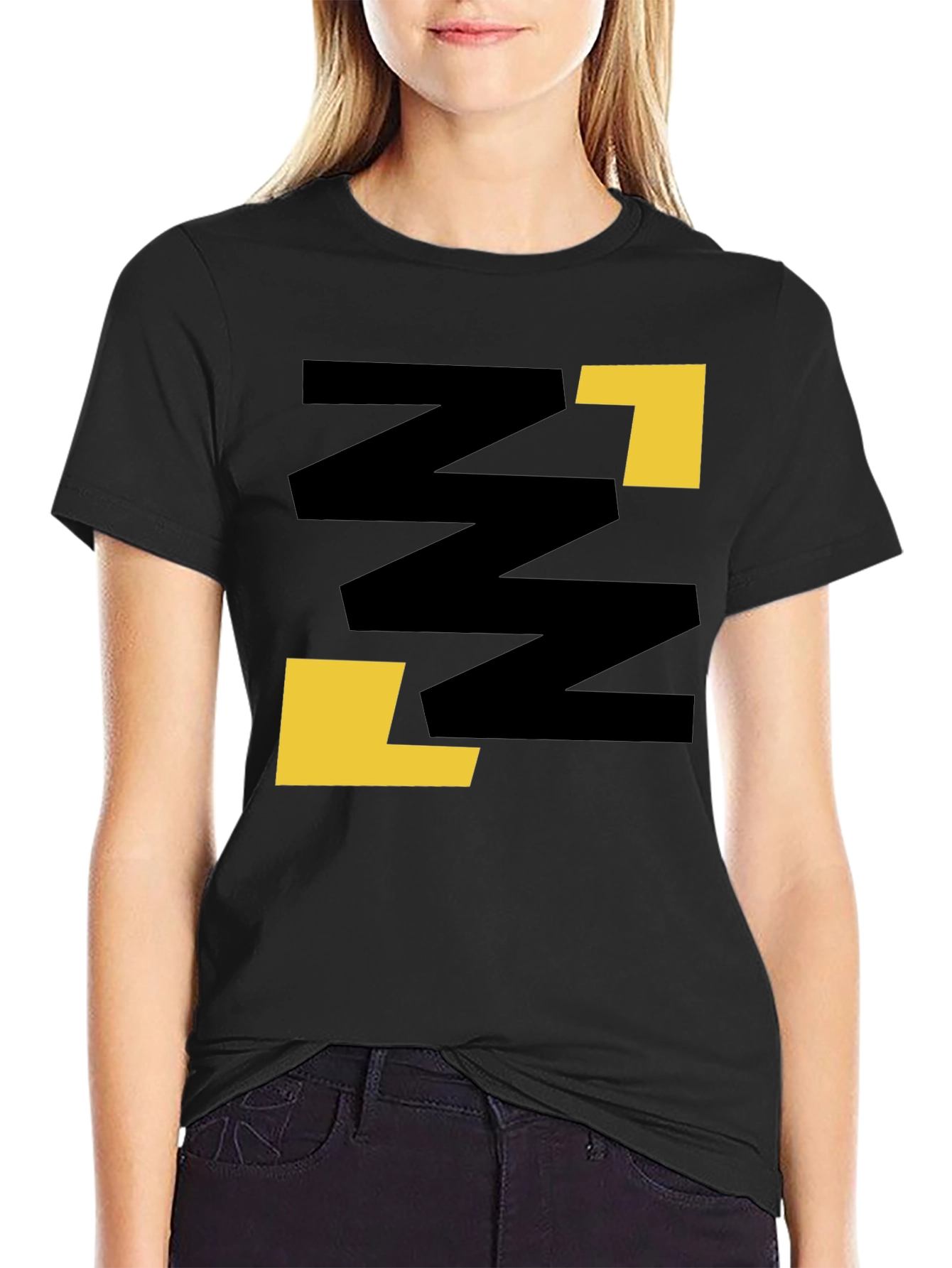 Abstract Graphic Print Black Casual Tee