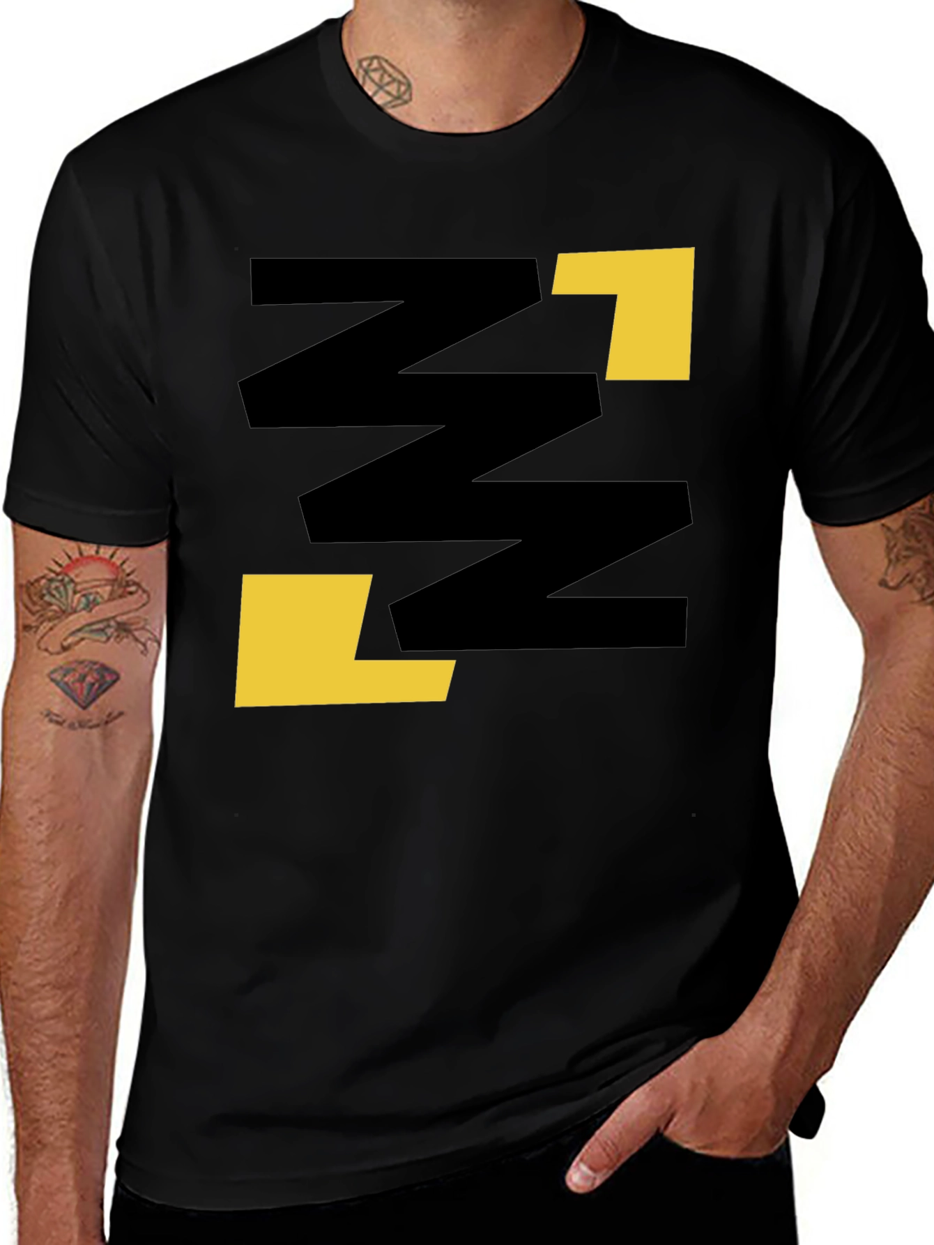 Abstract Graphic Print Black Casual Tee
