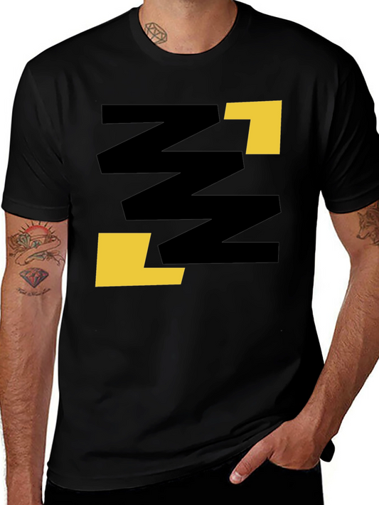 Abstract Graphic Print Black Casual Tee
