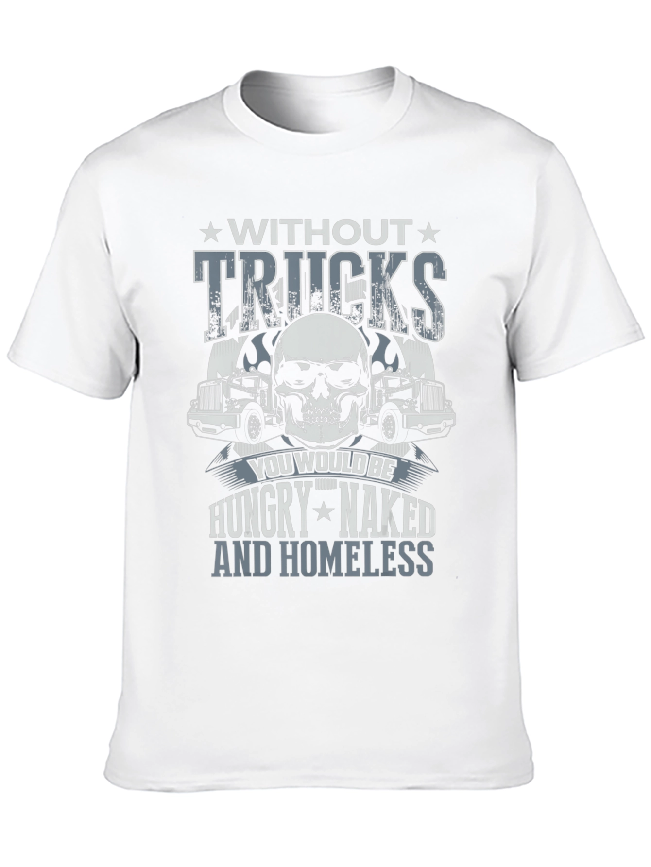 Trucker Skull Graphic T-Shirt - Without Trucks Design