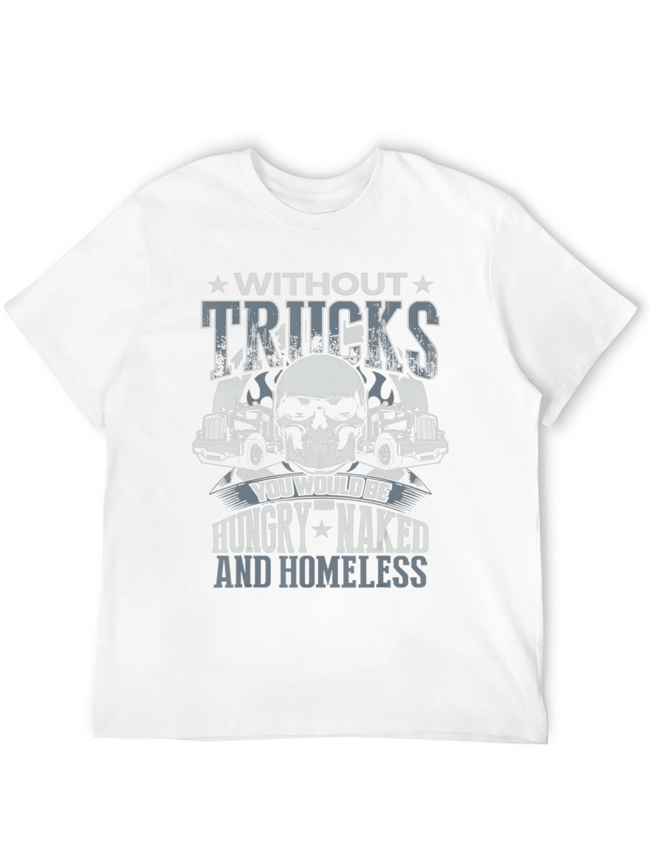 Trucker Skull Graphic T-Shirt - Without Trucks Design