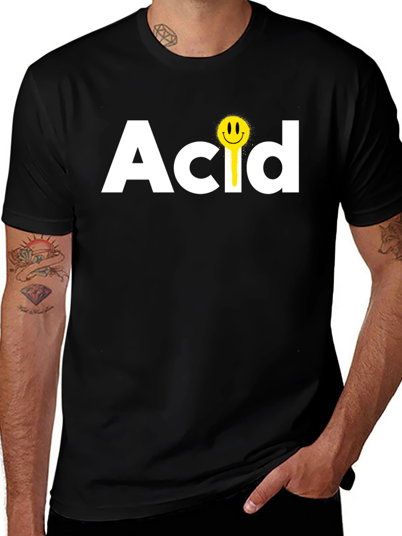 Acid Smiley Face T-Shirt - Black Graphic Tee