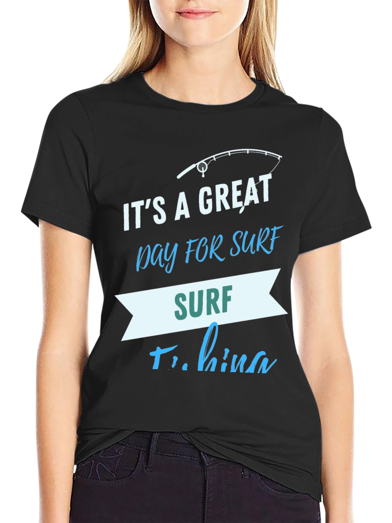 Surf Fishing Graphic T-Shirt Great Day for Surf