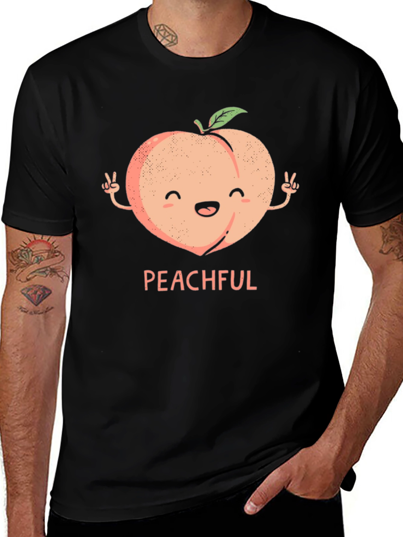 Peachful Black T-Shirt