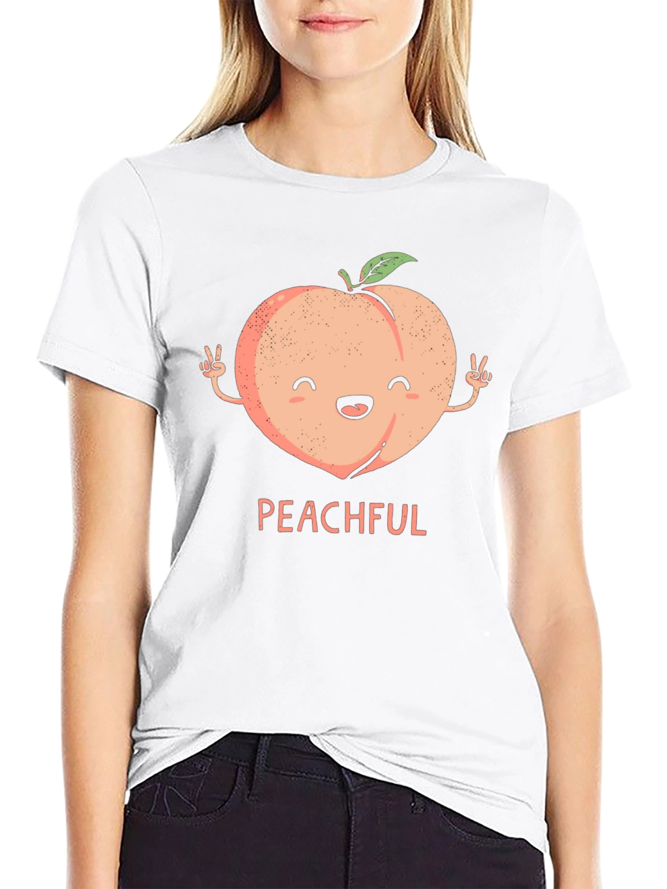 Peachful Black T-Shirt