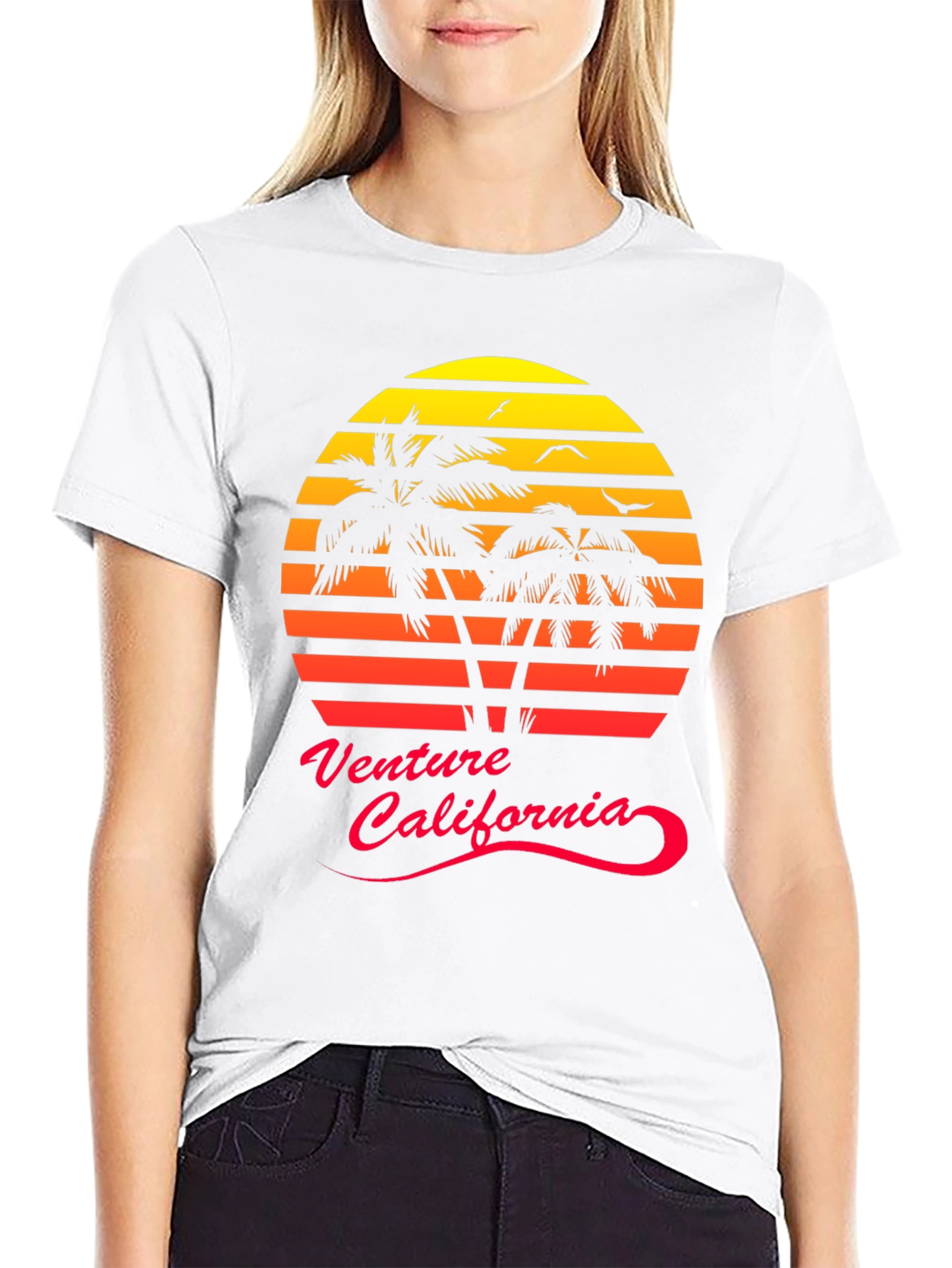 Venture California Sunset Palm Tree Graphic Tee