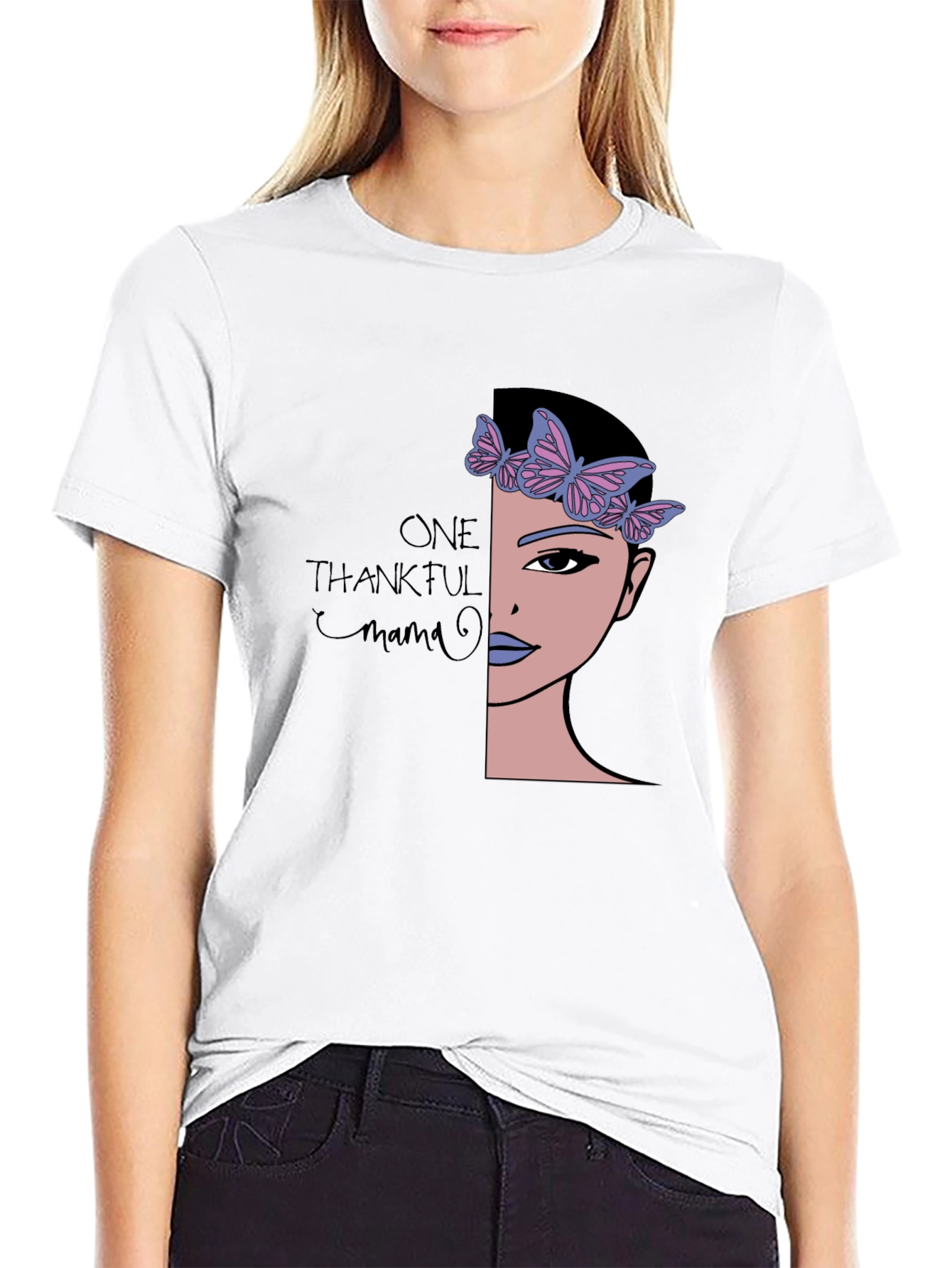 Thankful Mama Graphic Tee - Soft Black T-Shirt