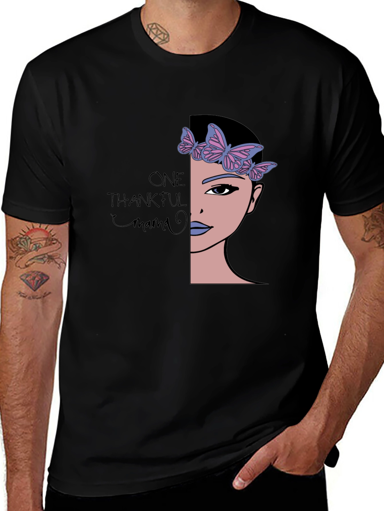 Thankful Mama Graphic Tee - Soft Black T-Shirt