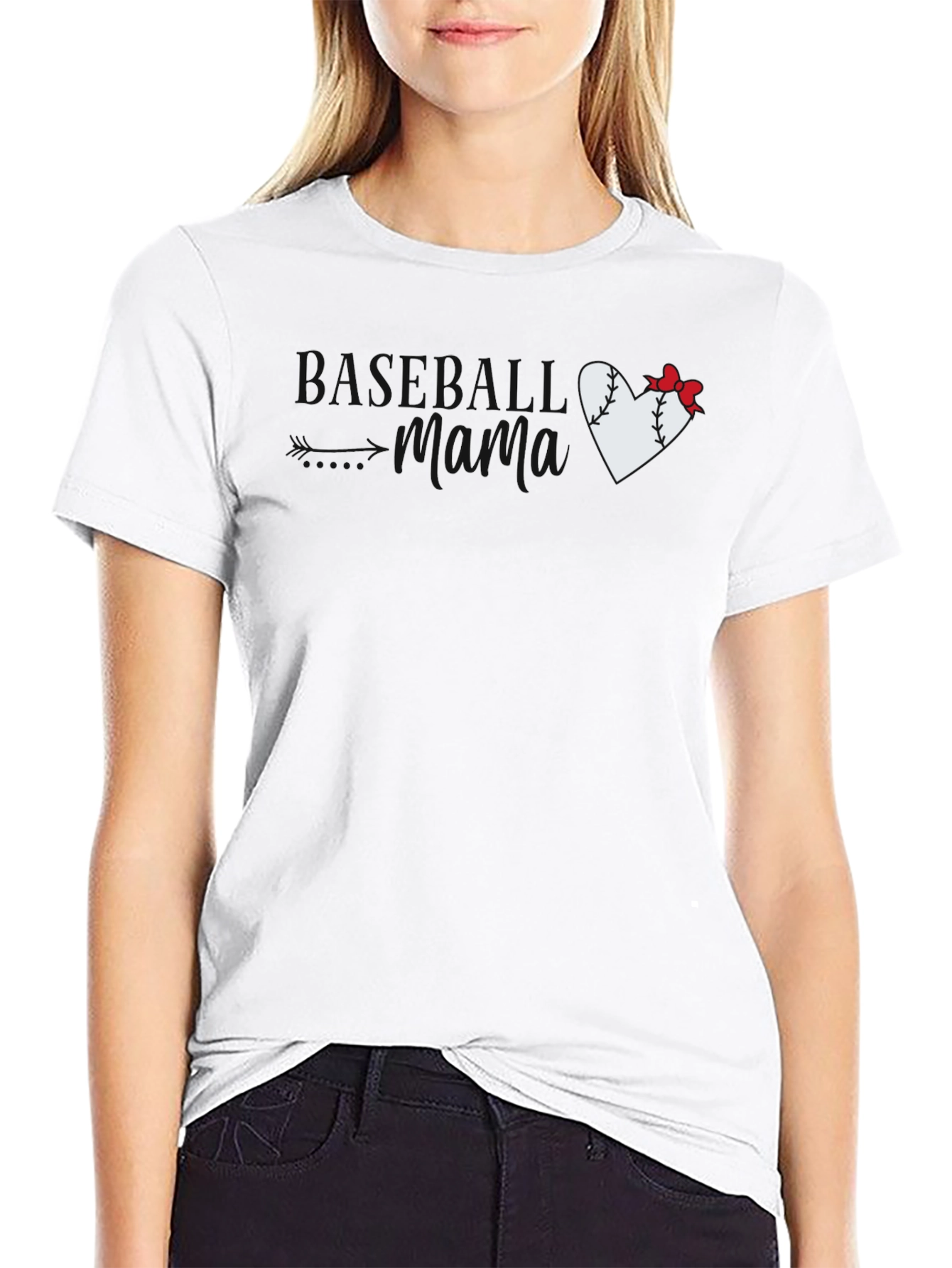 Heart Baseball Bow T-Shirt