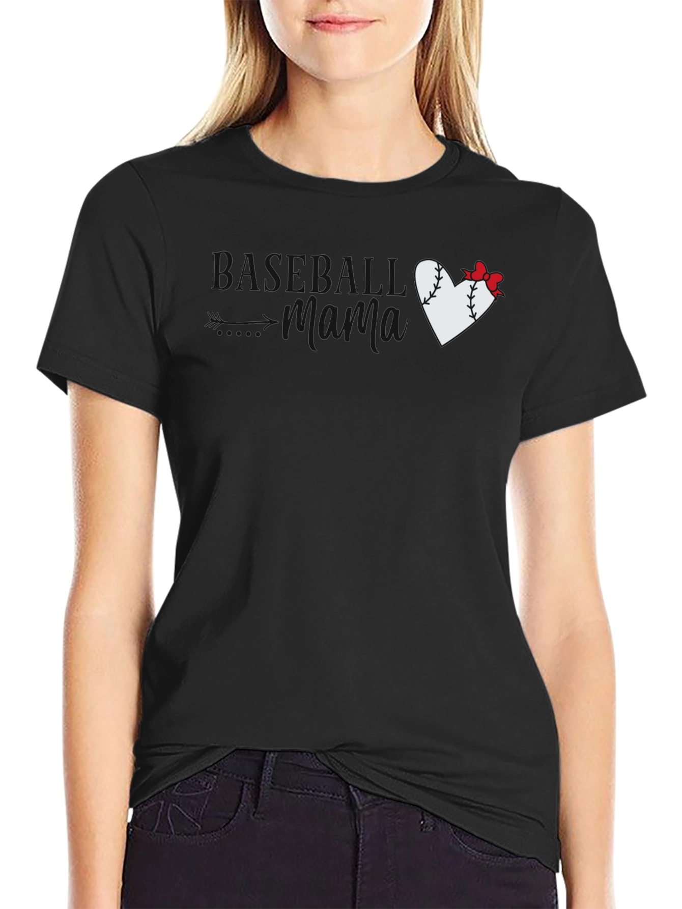 Heart Baseball Bow T-Shirt