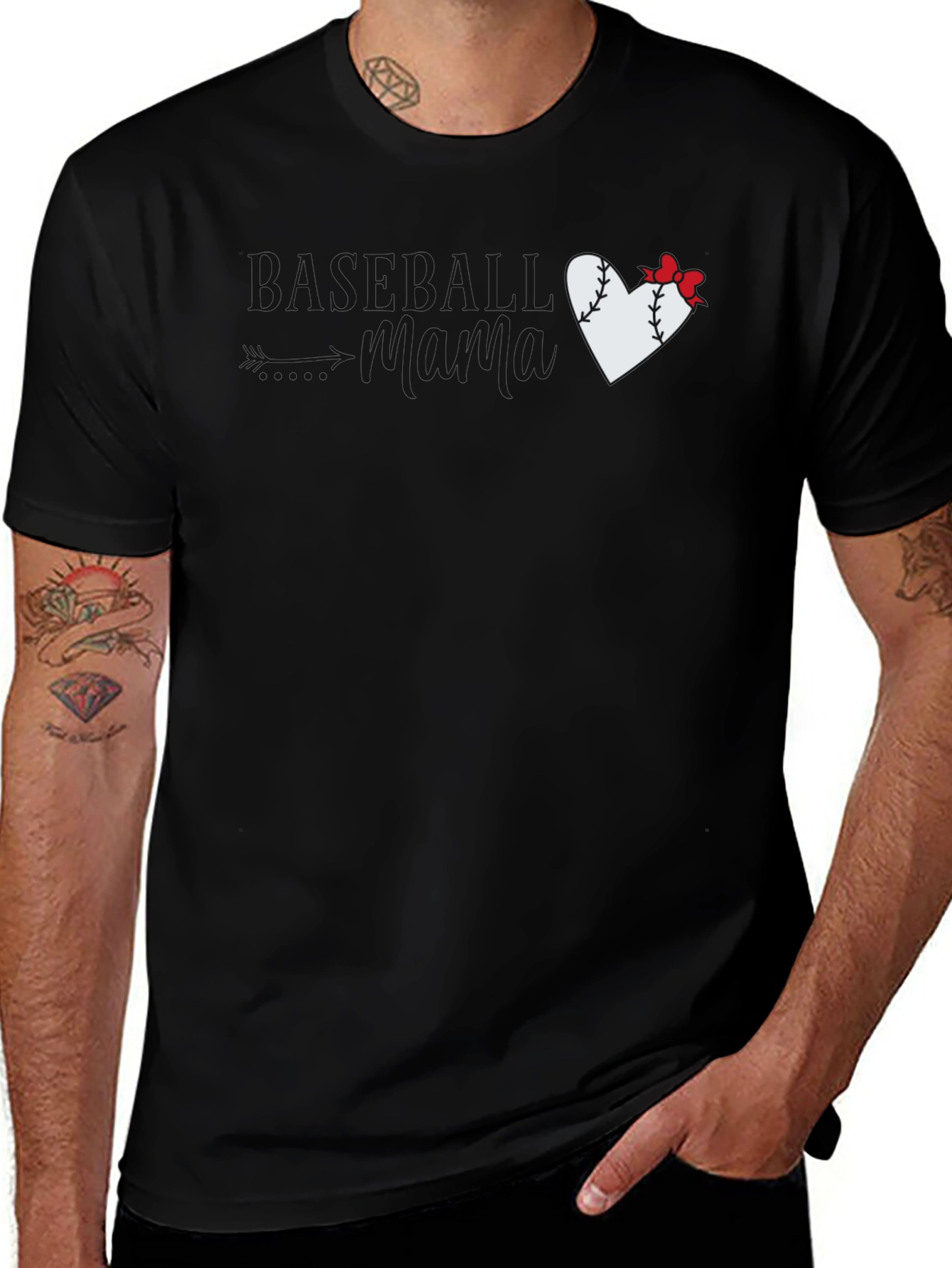 Heart Baseball Bow T-Shirt