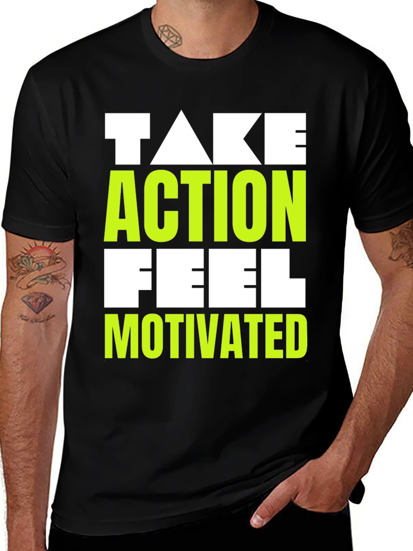 Motivating Graphic Tee - Take Action Feel Motivated