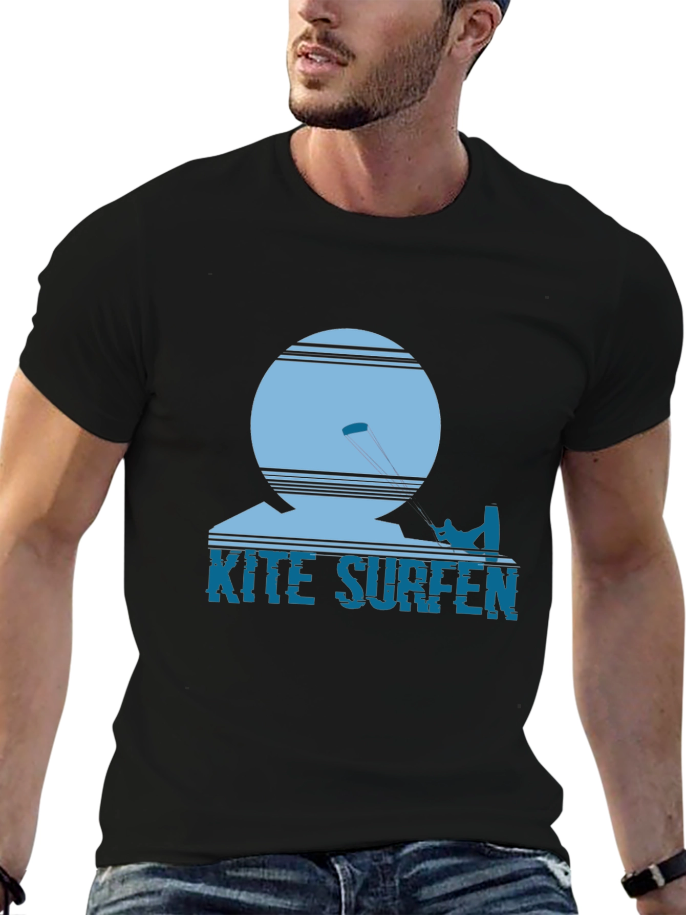 Kite Surfing Graphic Tee - Black