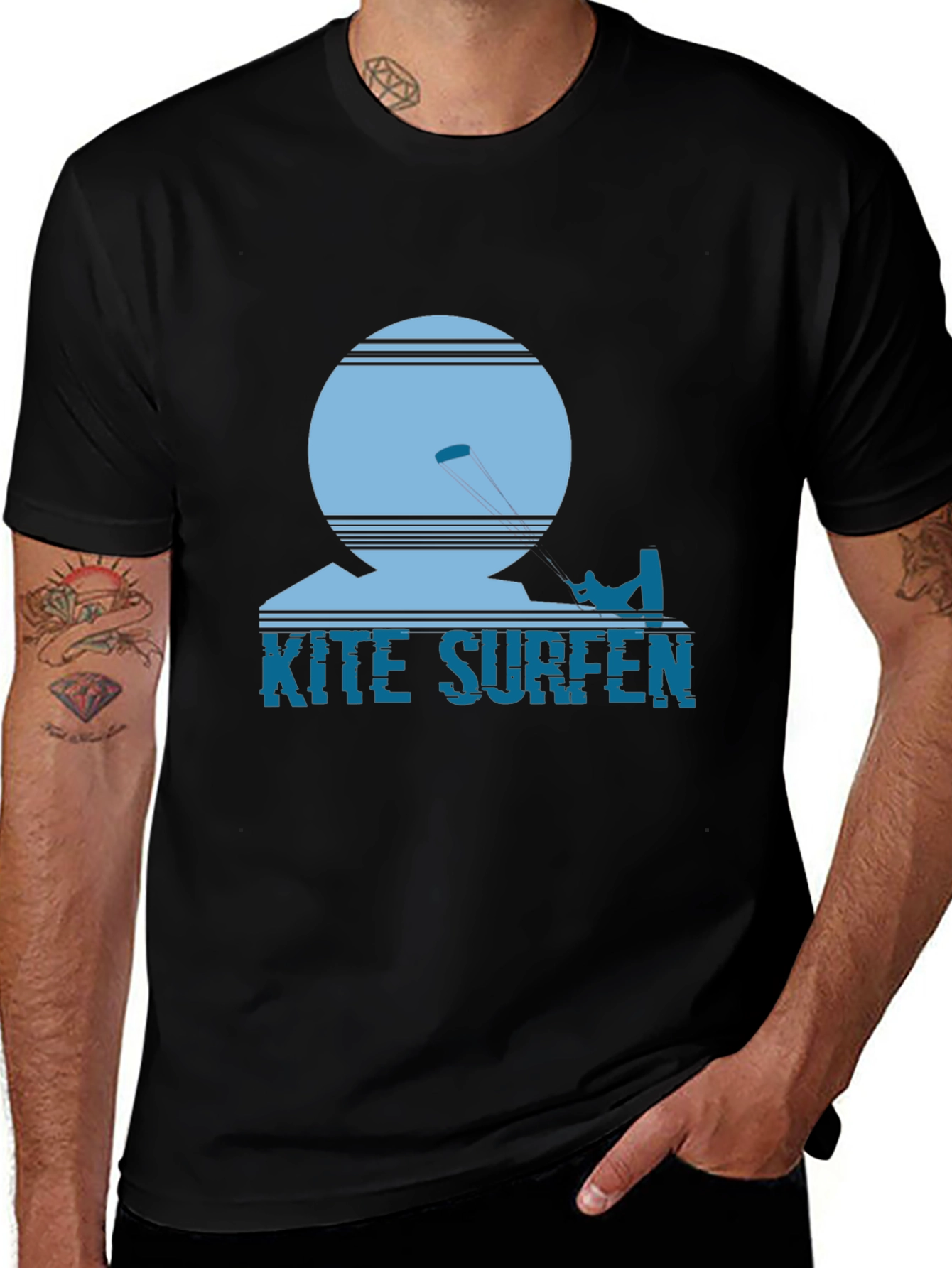 Kite Surfing Graphic Tee - Black