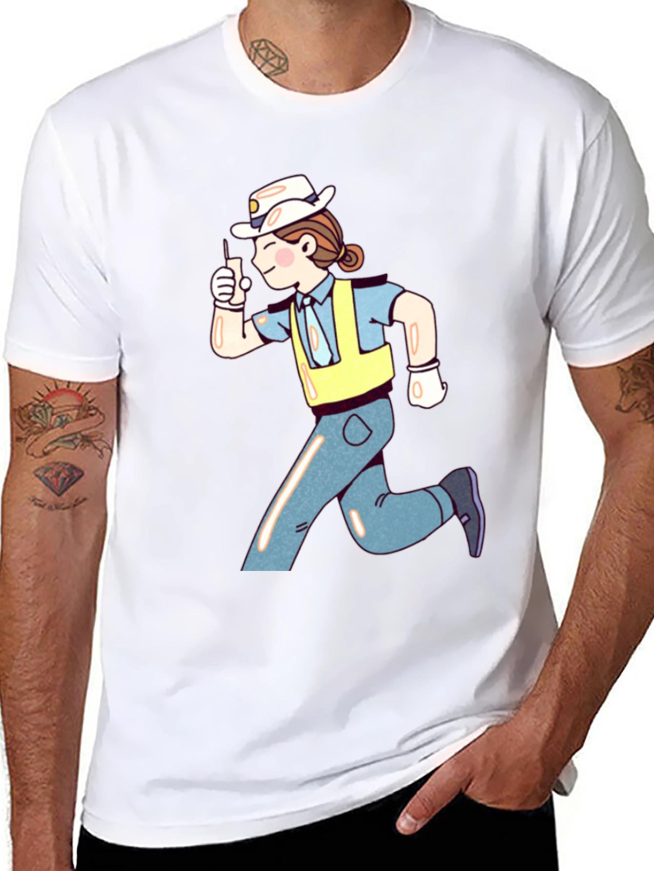 Cartoon Runner Graphic T-Shirt - Black