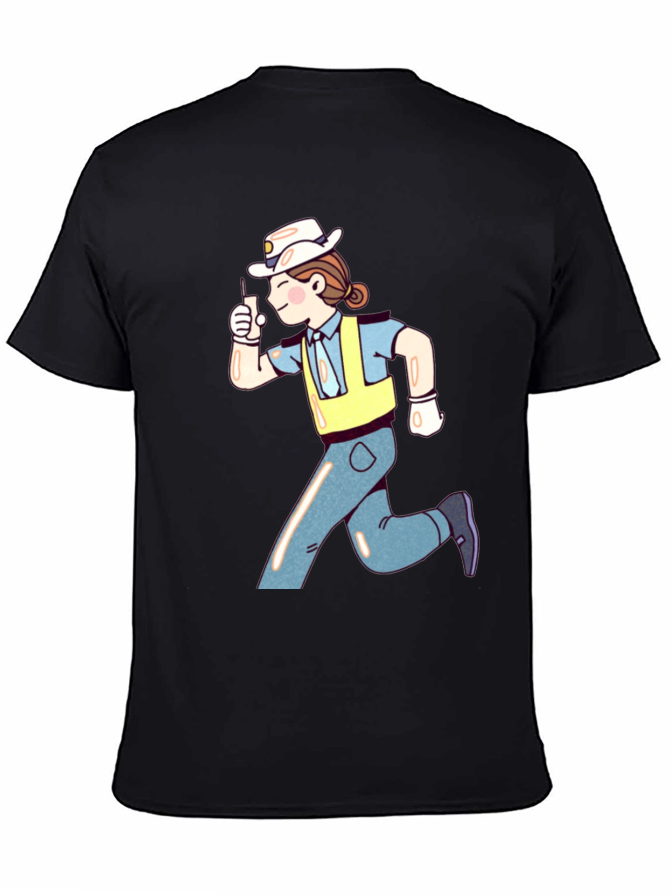 Cartoon Runner Graphic T-Shirt - Black