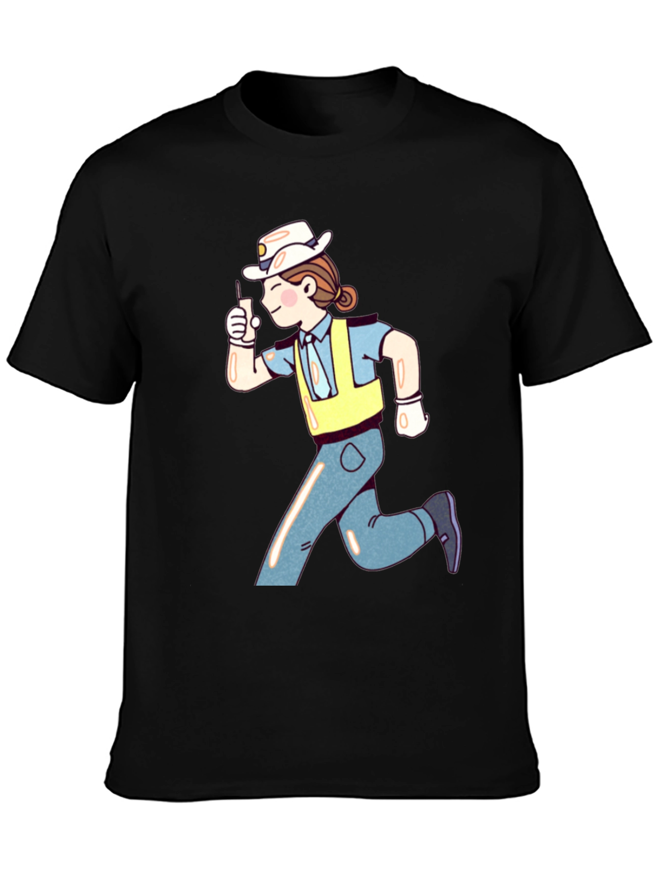 Cartoon Runner Graphic T-Shirt - Black