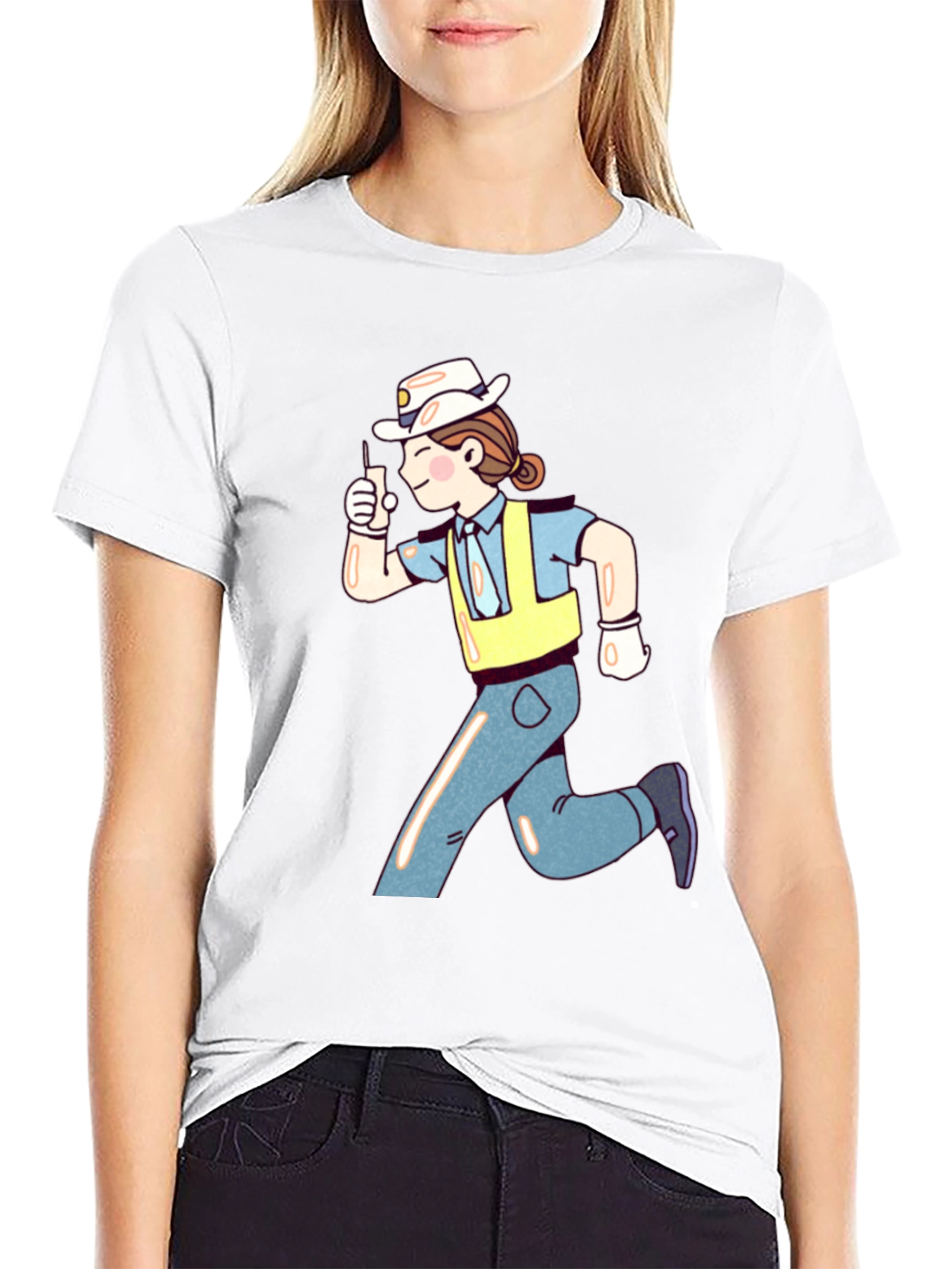 Cartoon Runner Graphic T-Shirt - Black