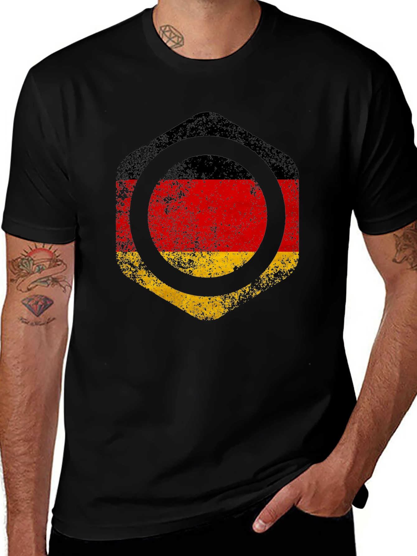 Germany Flag Graphic Tee - Black Cotton T-Shirt