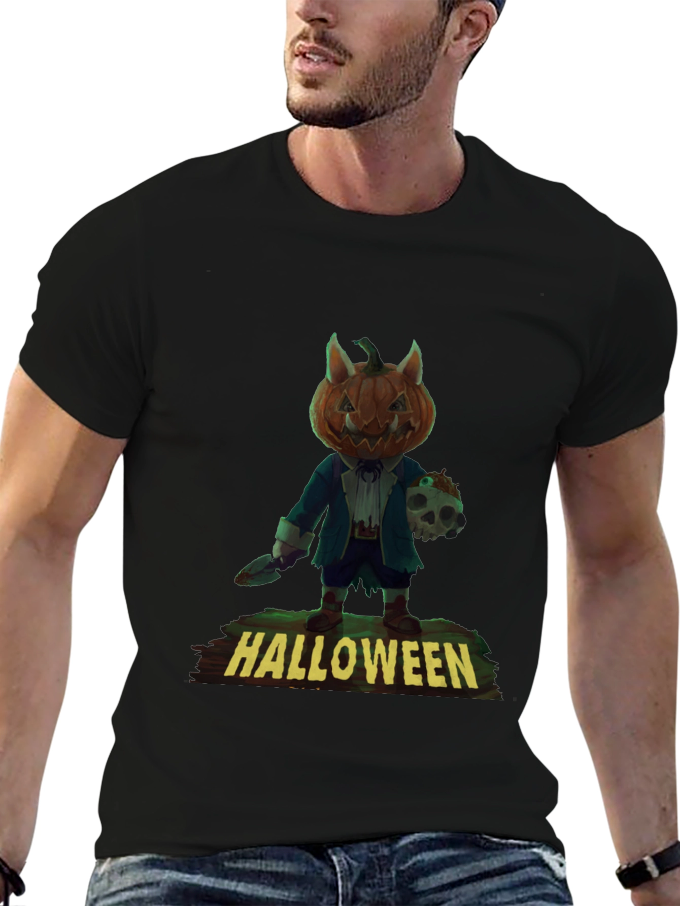 Halloween Pumpkin Monster Graphic Tee
