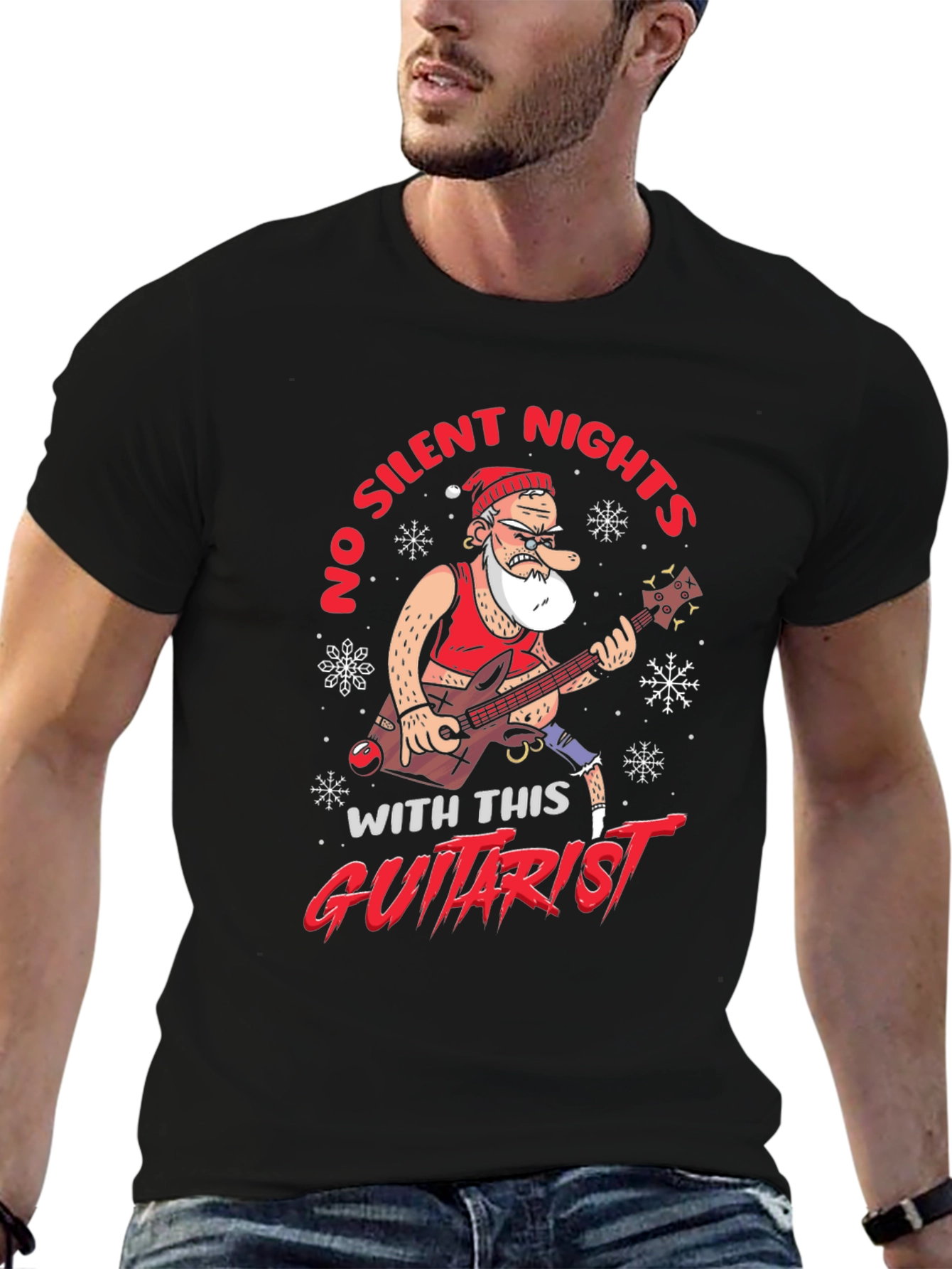No Silent Nights Guitarist Graphic Tee