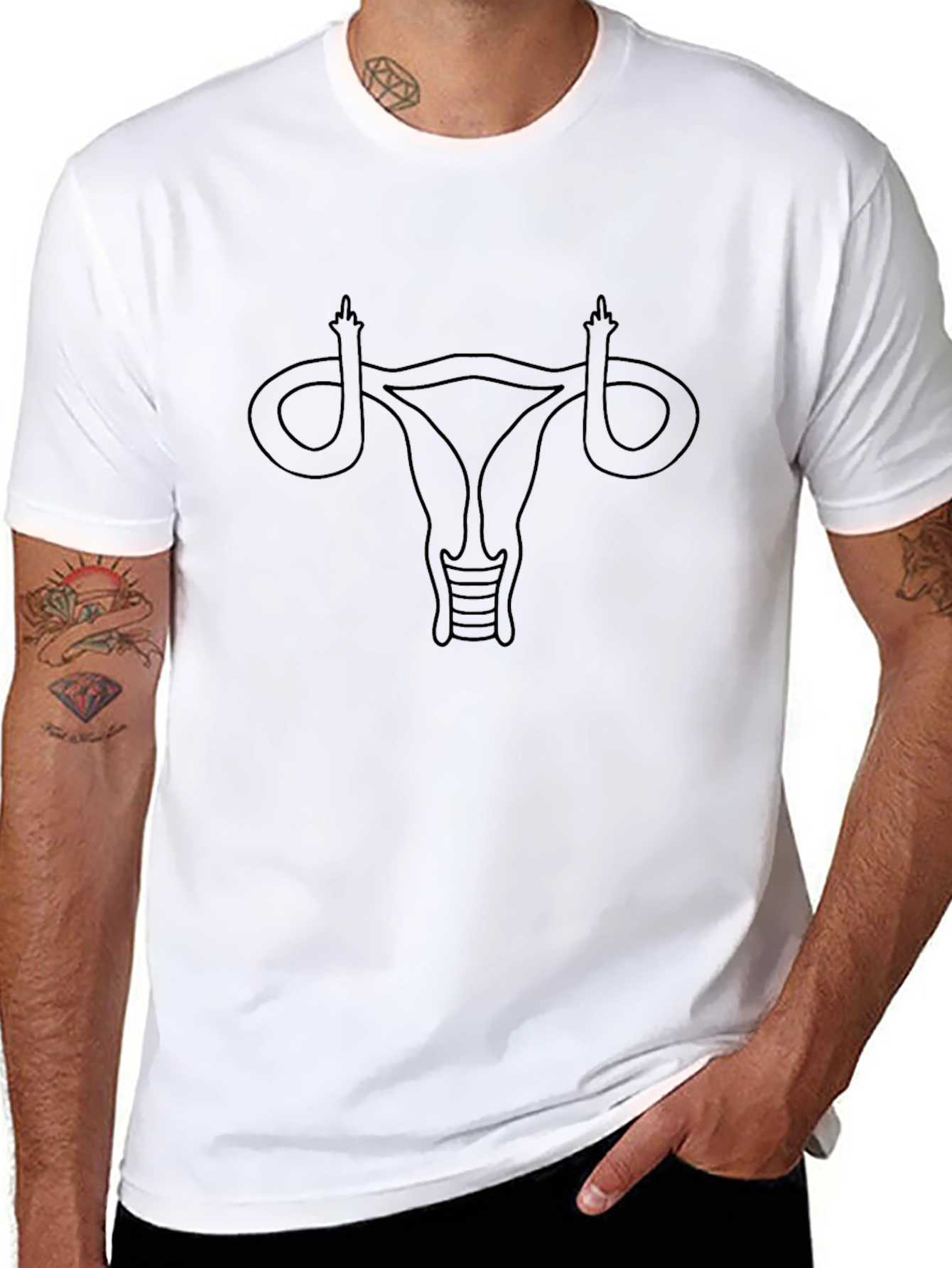 Black Uterus Middle Finger Graphic Tee