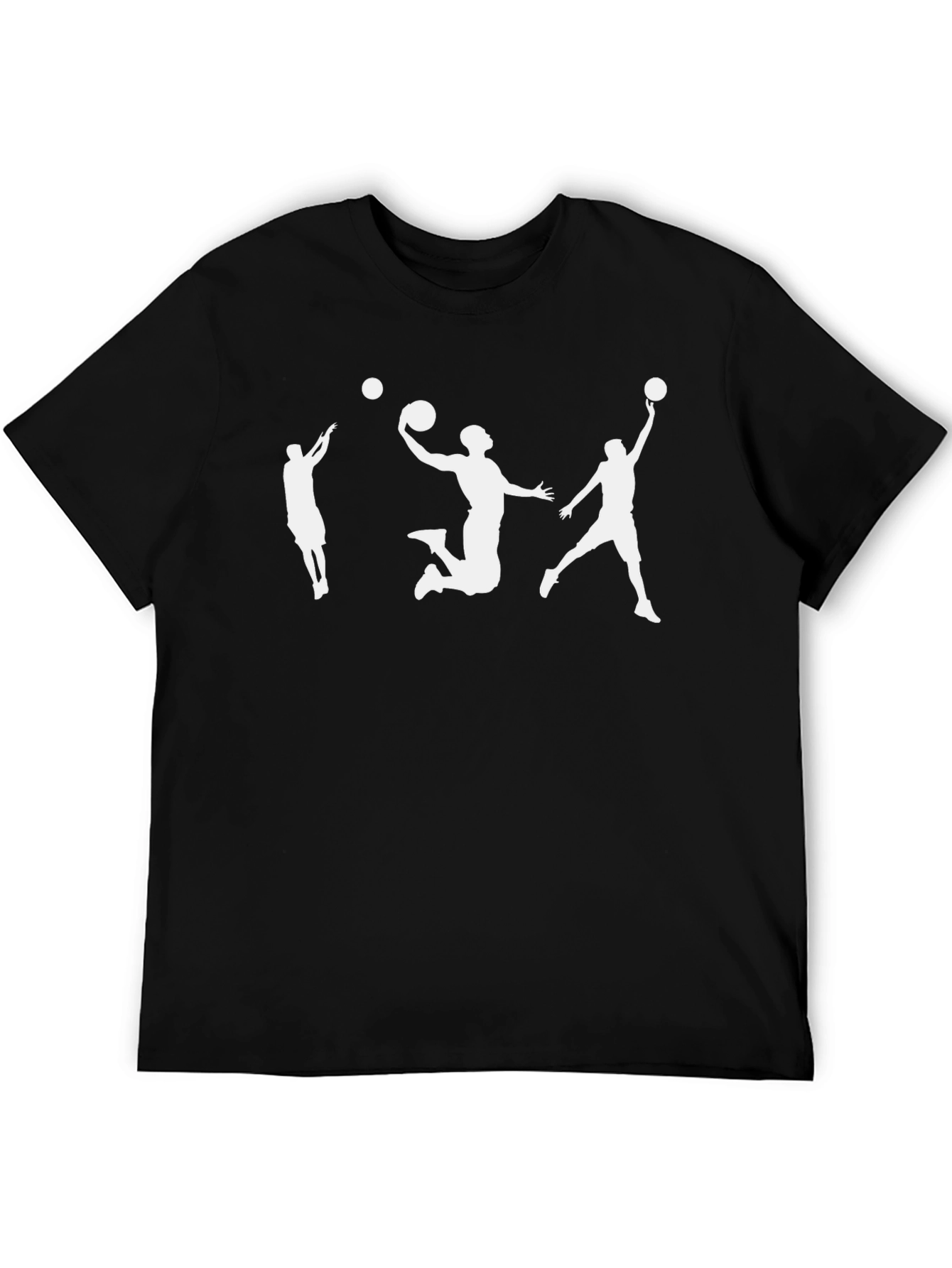 Basketball Player Silhouette Graphic Tee - Black