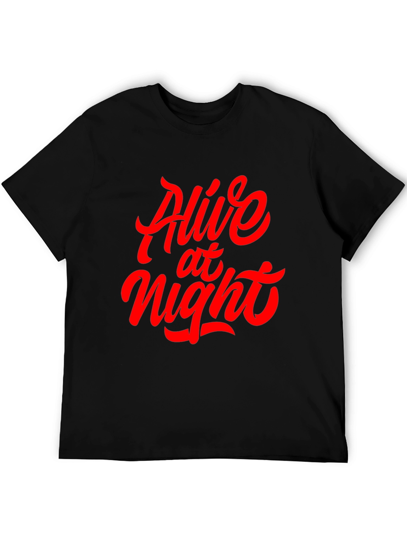 Alive At Night Graphic Tee - Black Cotton T-Shirt