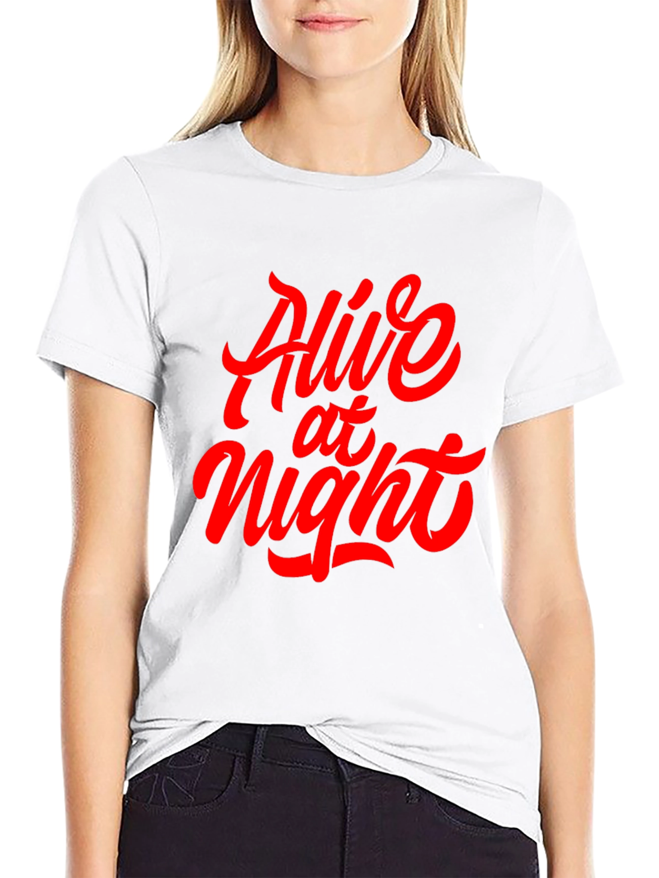 Alive At Night Graphic Tee - Black Cotton T-Shirt